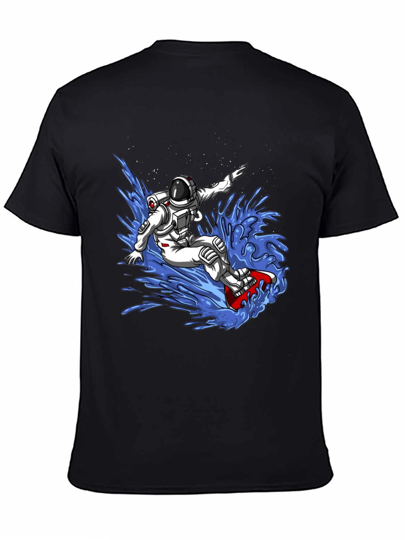Astronaut Surfing T-Shirt - Space Waves Design