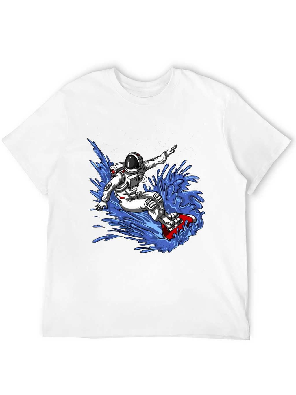 Astronaut Surfing T-Shirt - Space Waves Design