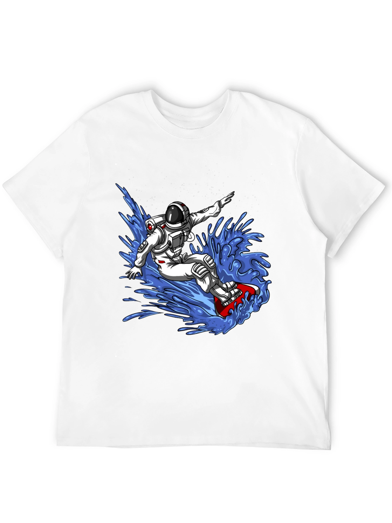 Astronaut Surfing T-Shirt - Space Waves Design