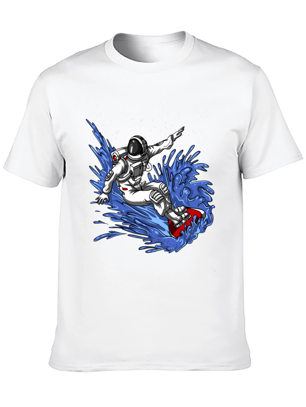 Astronaut Surfing T-Shirt - Space Waves Design