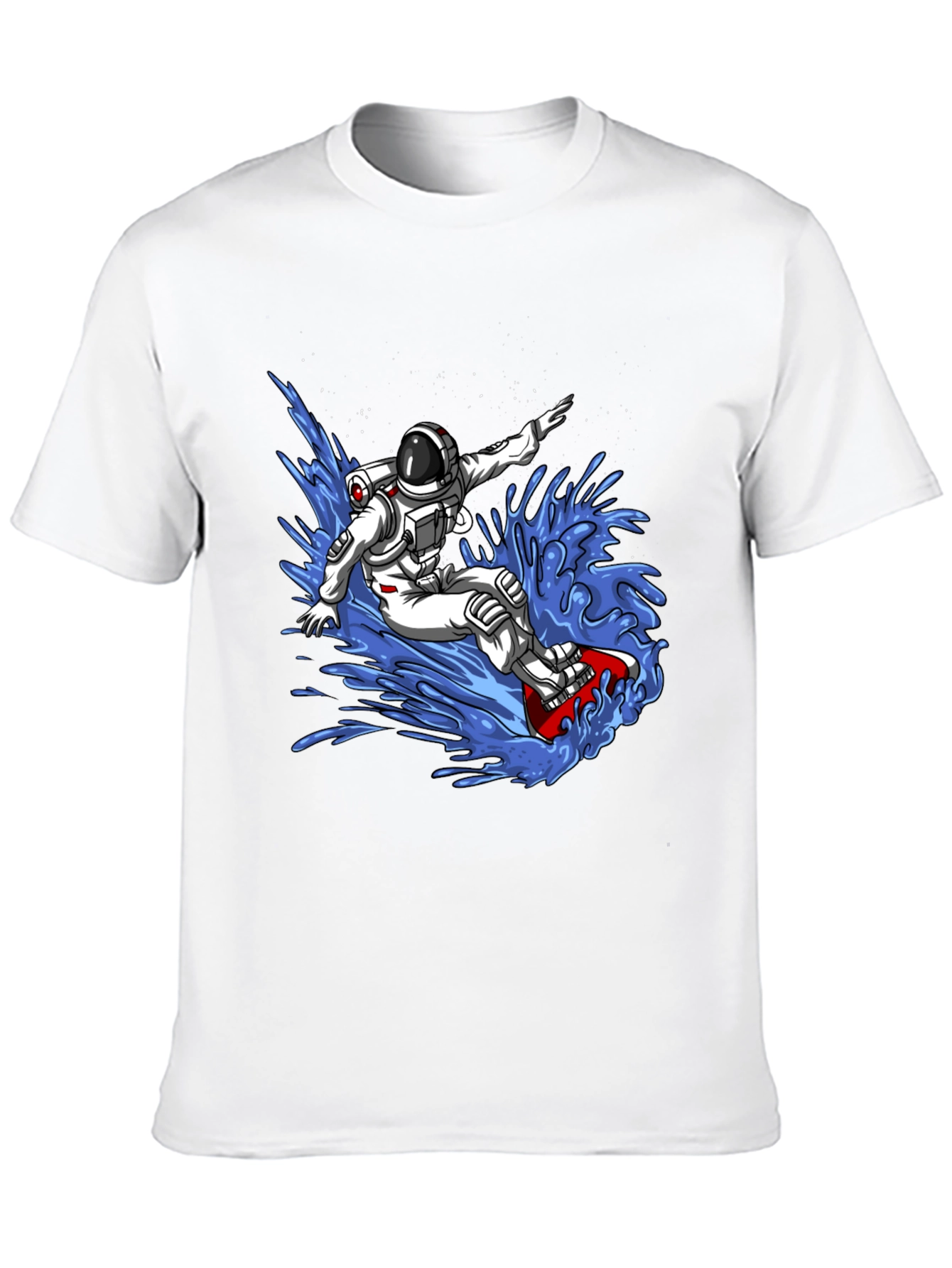Astronaut Surfing T-Shirt - Space Waves Design