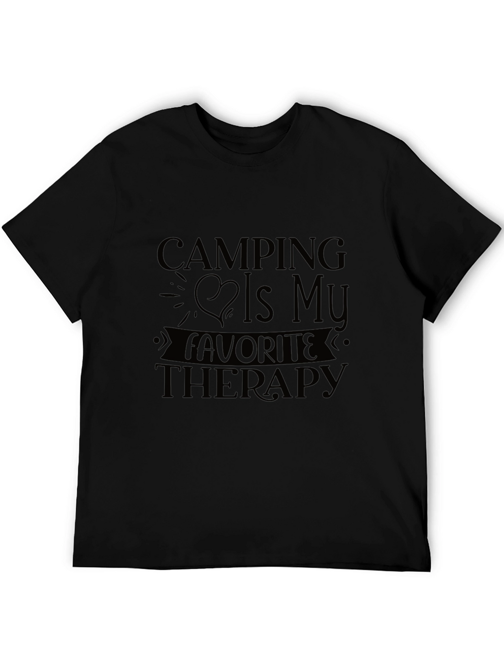 Camping Is My Therapy Black T-Shirt