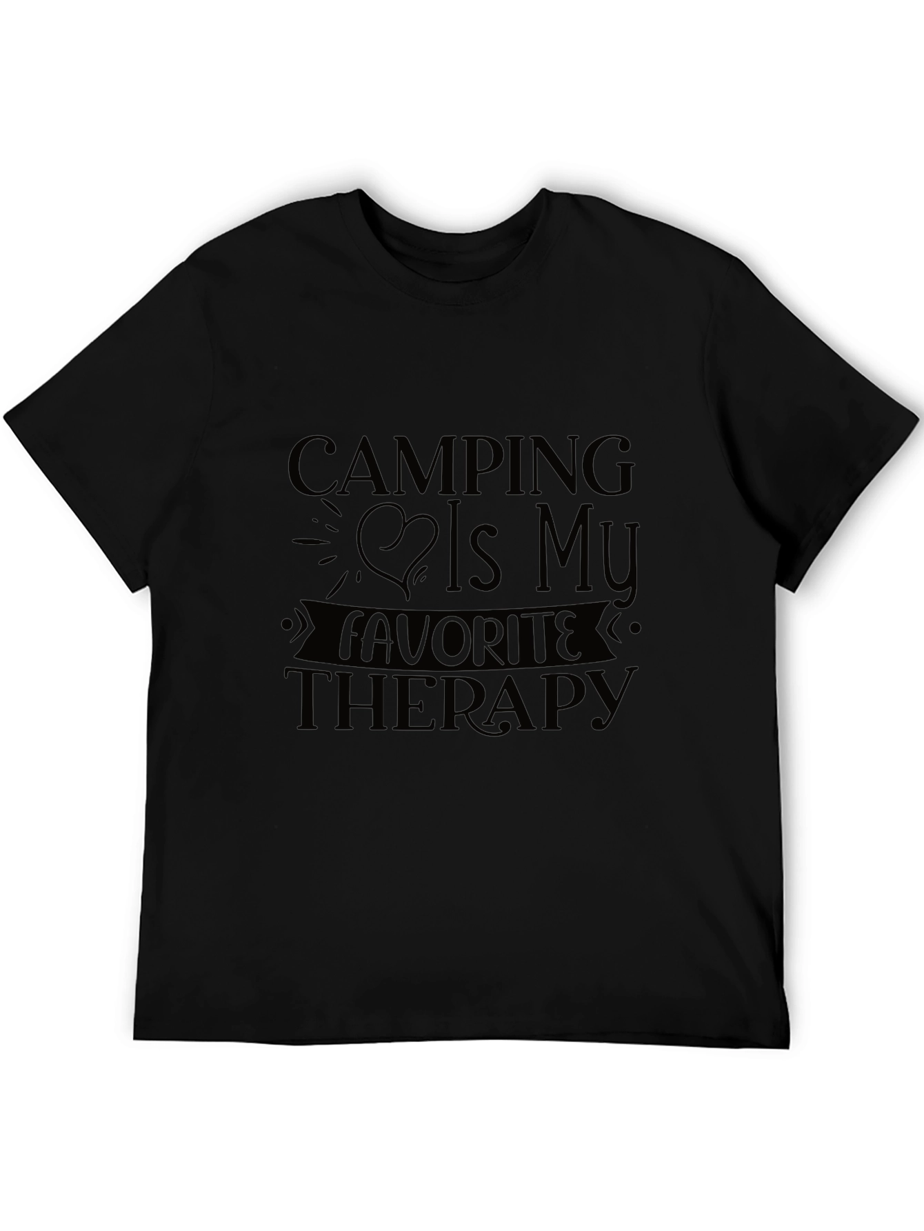 Camping Is My Therapy Black T-Shirt