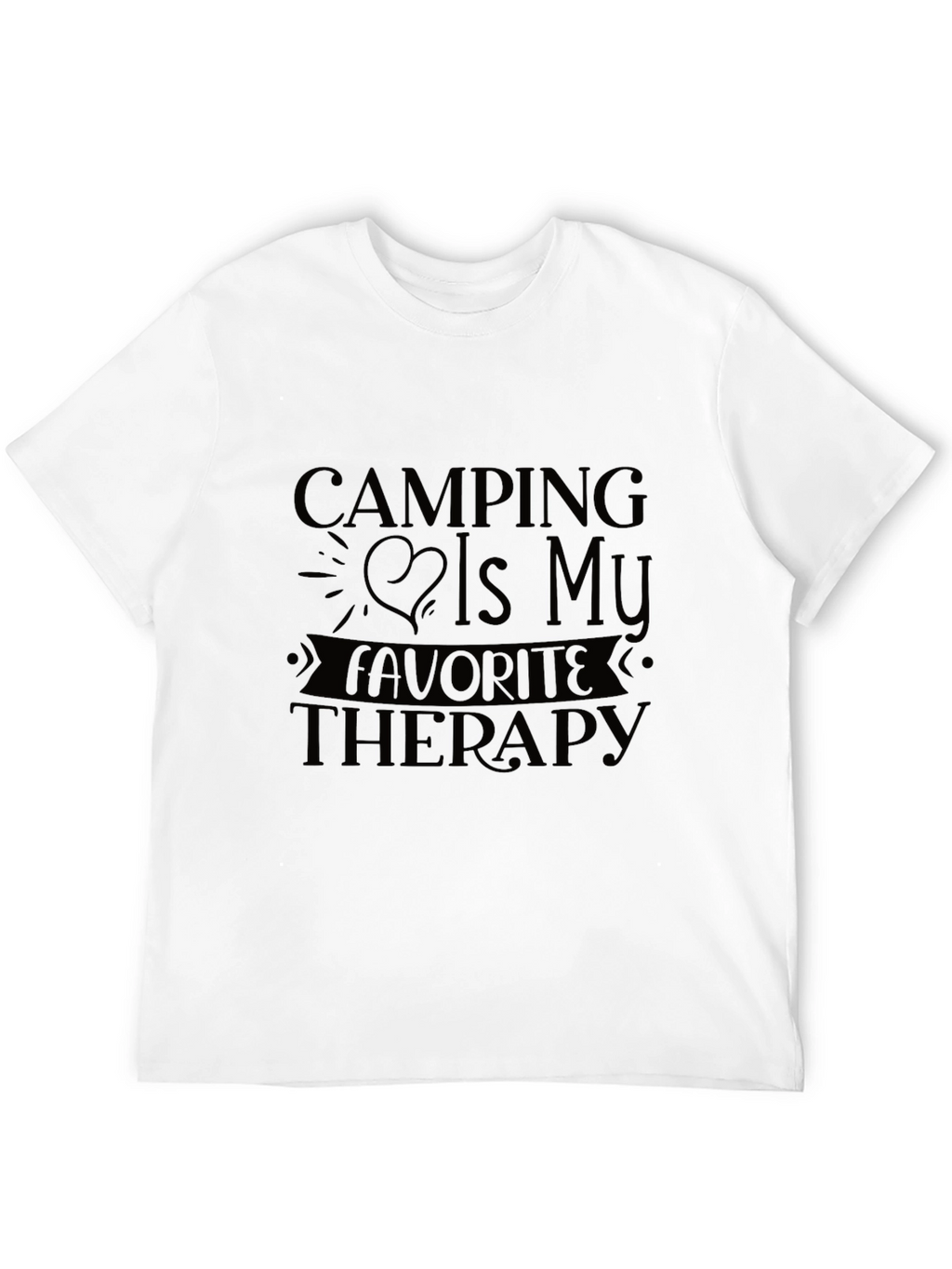 Camping Is My Therapy Black T-Shirt