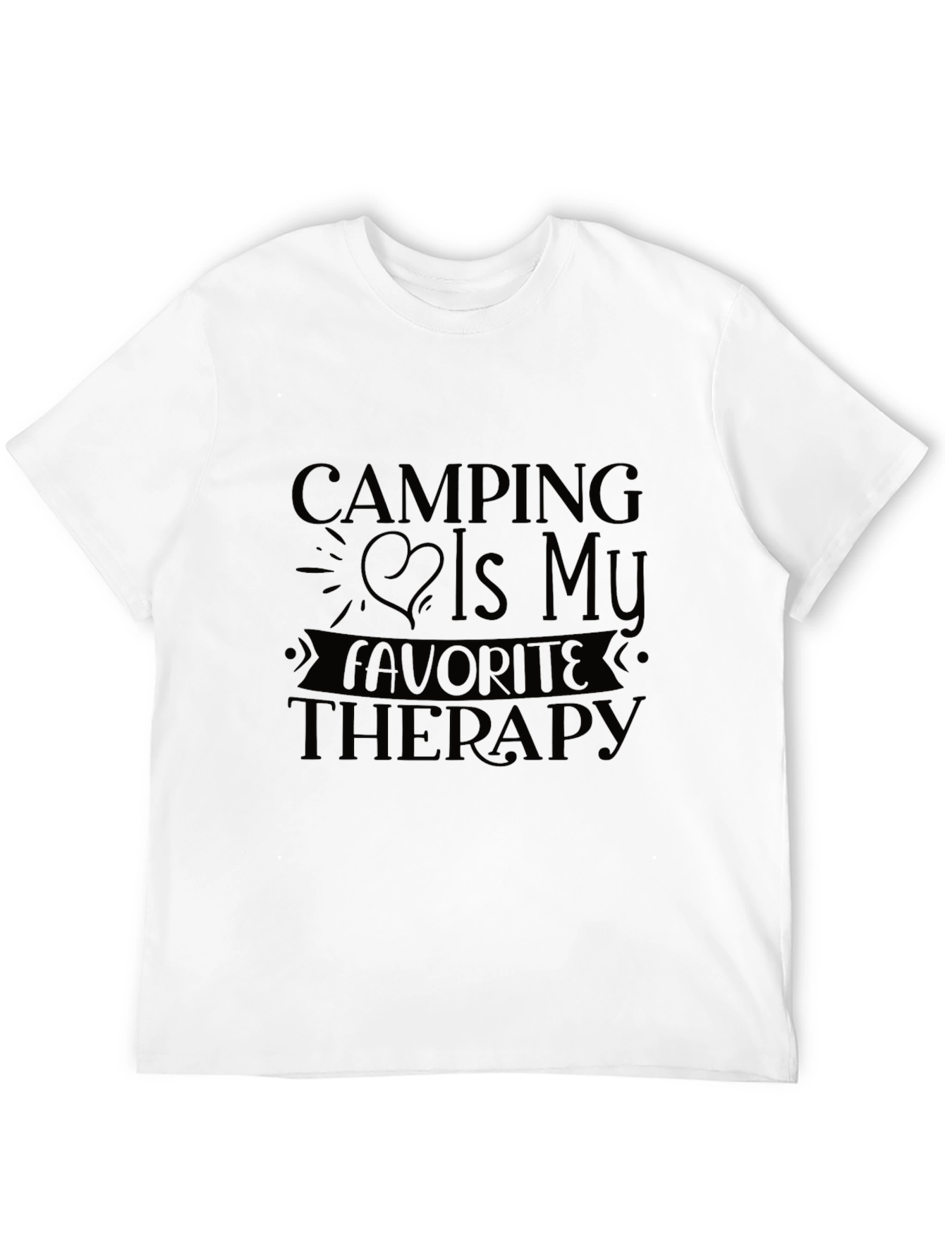 Camping Is My Therapy Black T-Shirt