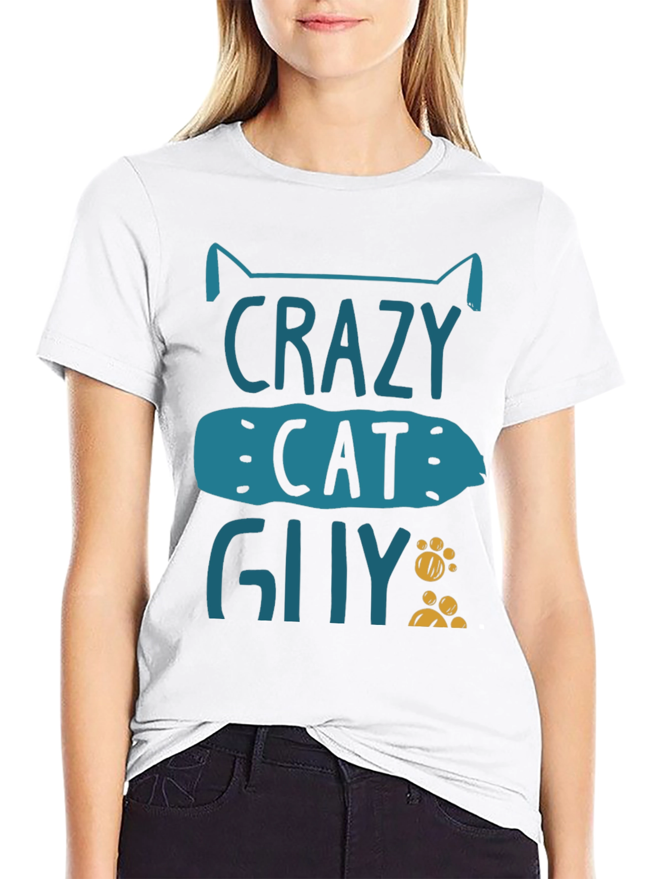 Crazy Cat Guy Graphic T-Shirt