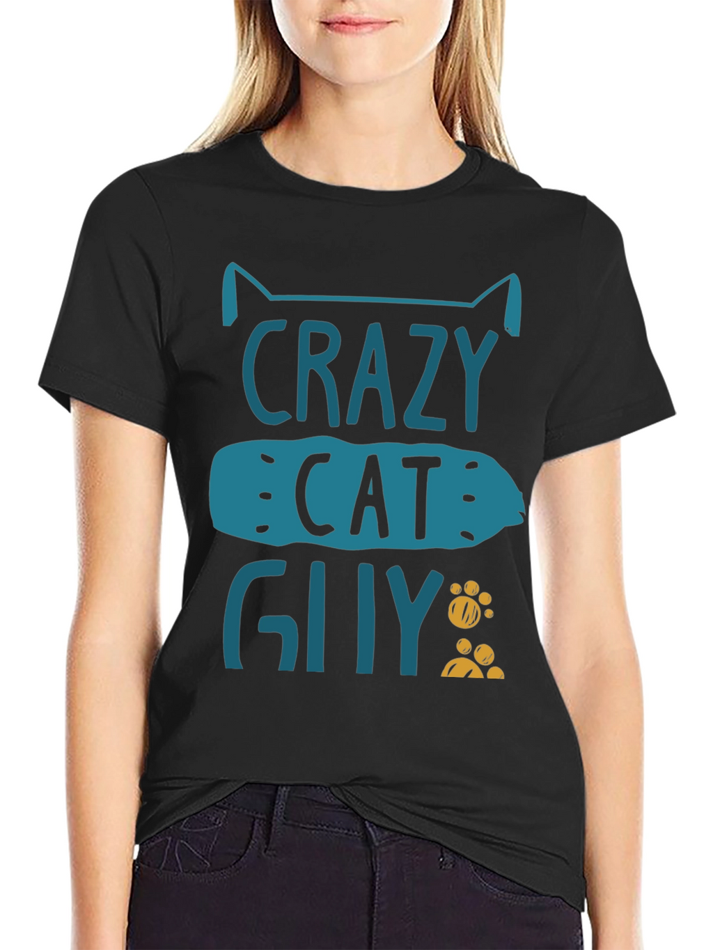 Crazy Cat Guy Graphic T-Shirt