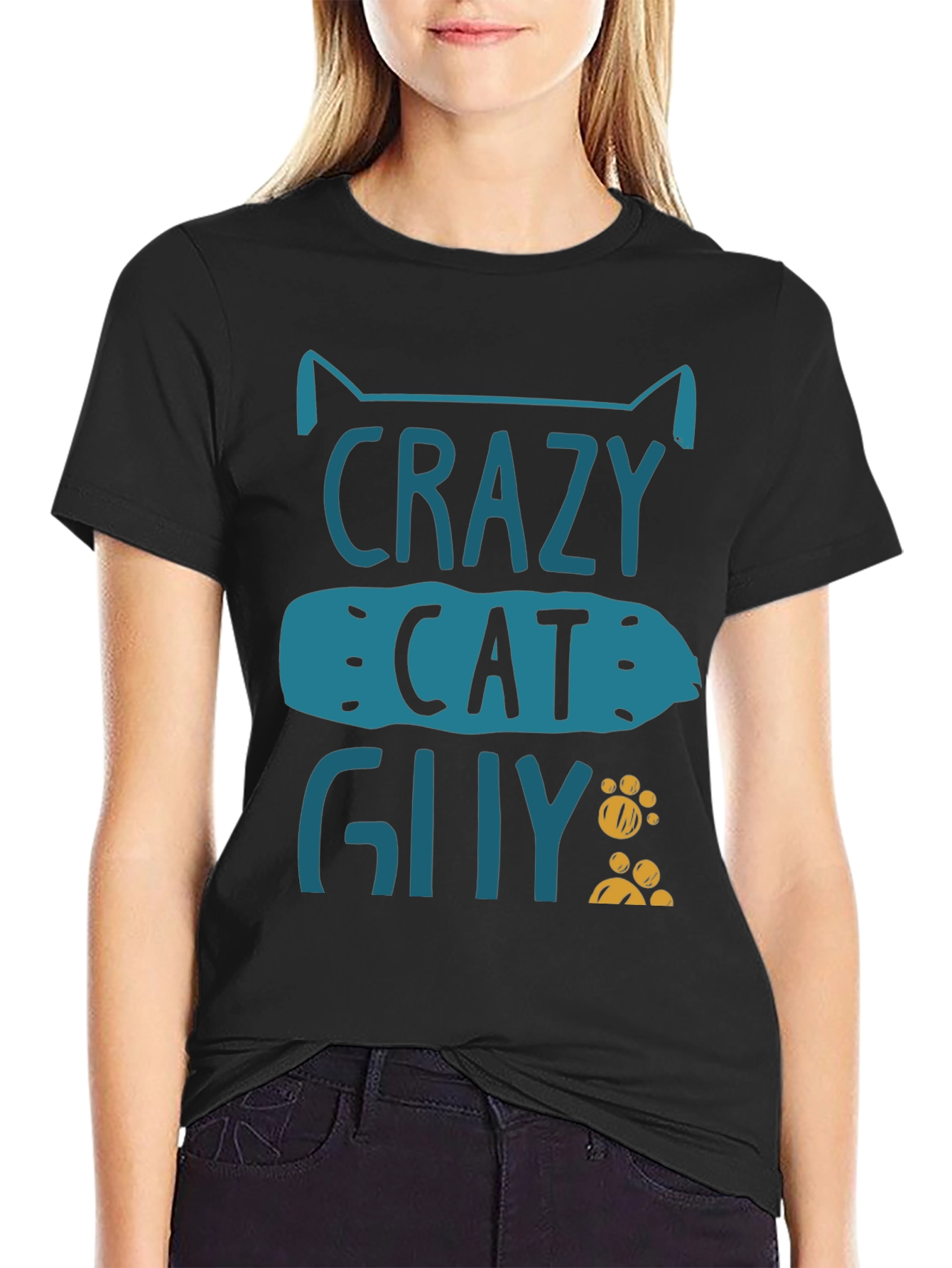 Crazy Cat Guy Graphic T-Shirt