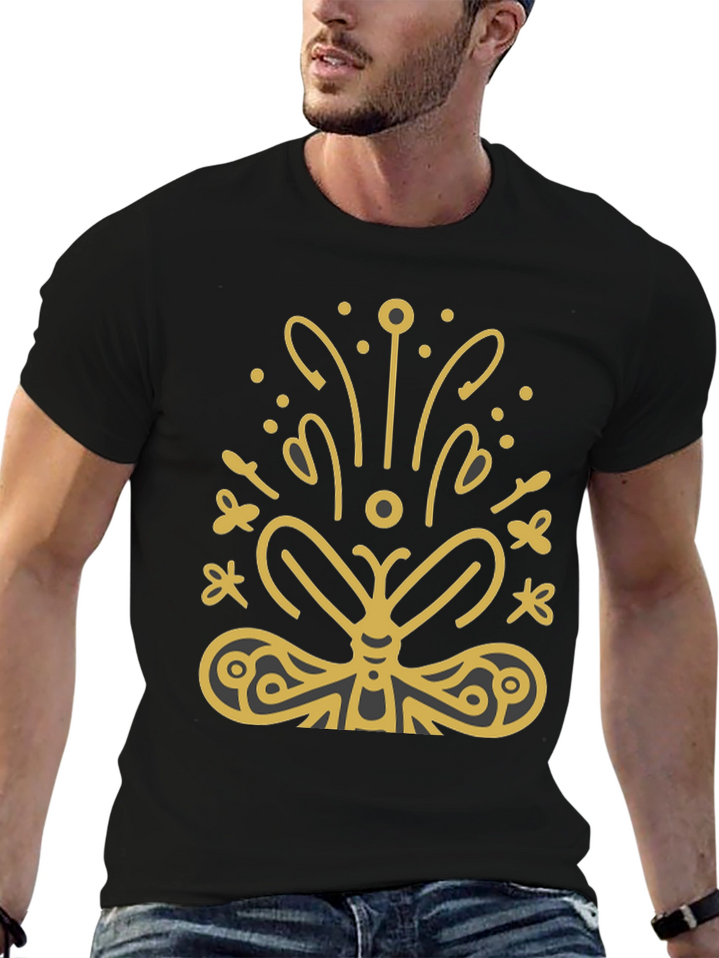 Butterfly Graphic Tee - Stylish Black T-Shirt