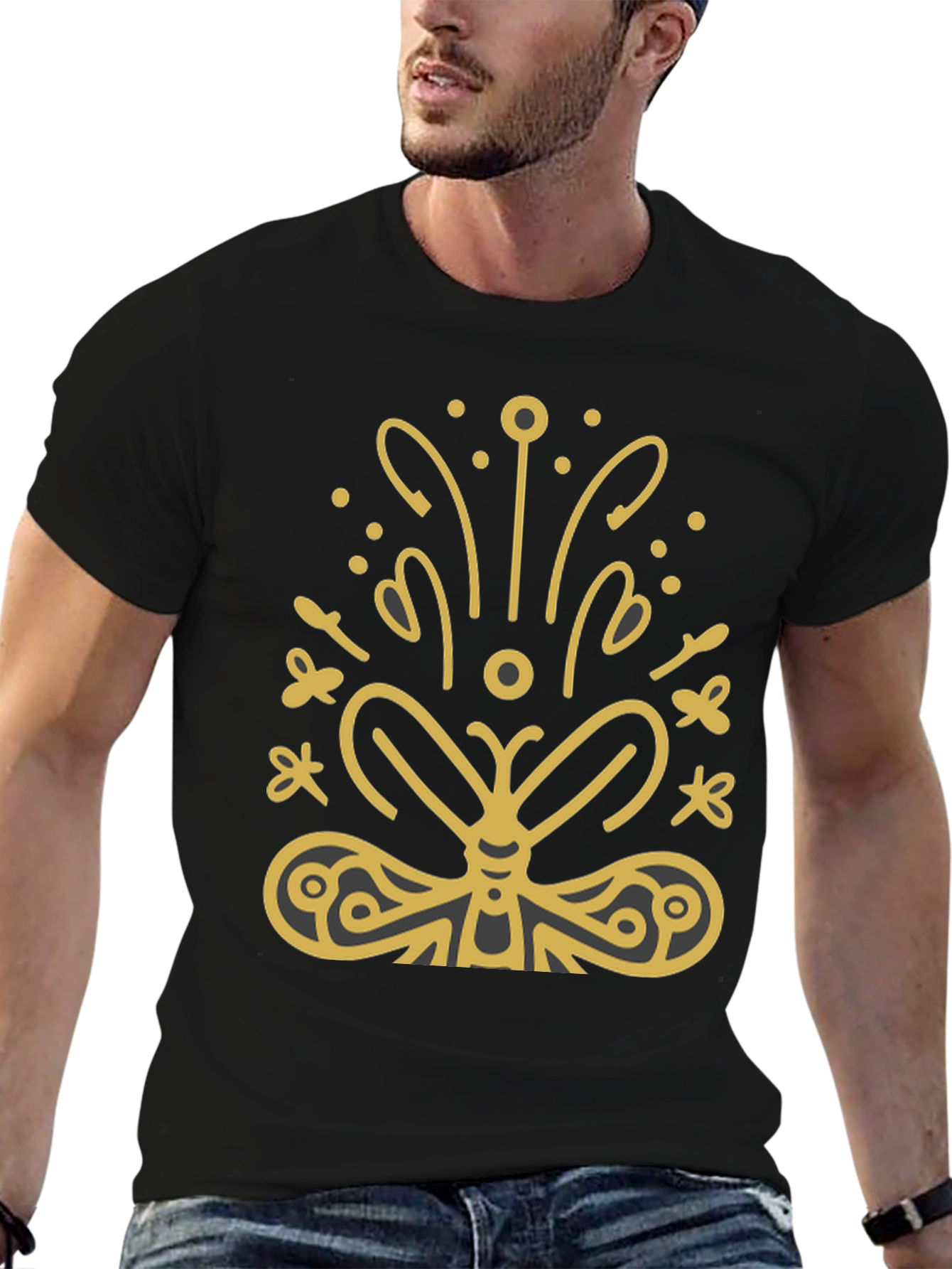 Butterfly Graphic Tee - Stylish Black T-Shirt