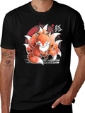 Nine-Tailed Fox Graphic Tee - Japanese Anime Design