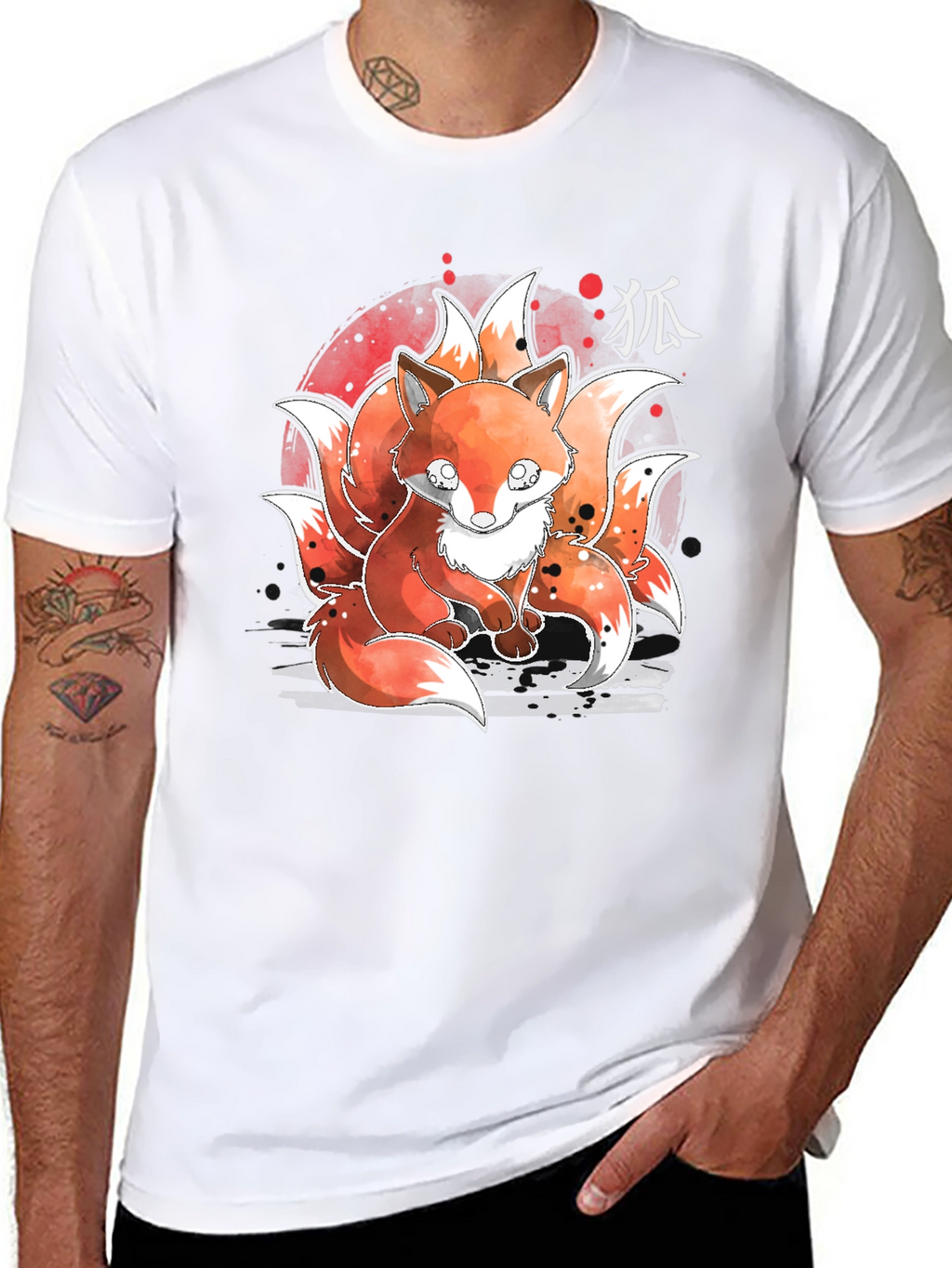Nine-Tailed Fox Graphic Tee - Japanese Anime Design