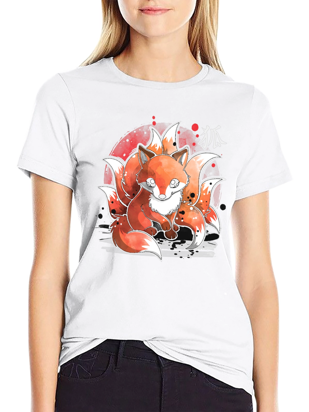 Nine-Tailed Fox Graphic Tee - Japanese Anime Design