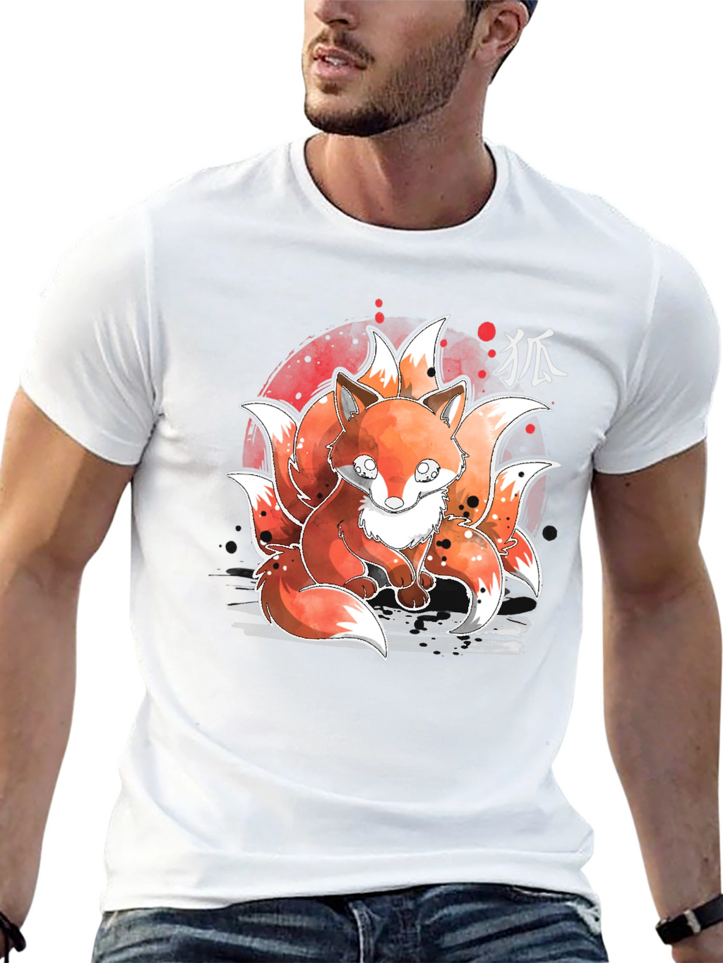 Nine-Tailed Fox Graphic Tee - Japanese Anime Design