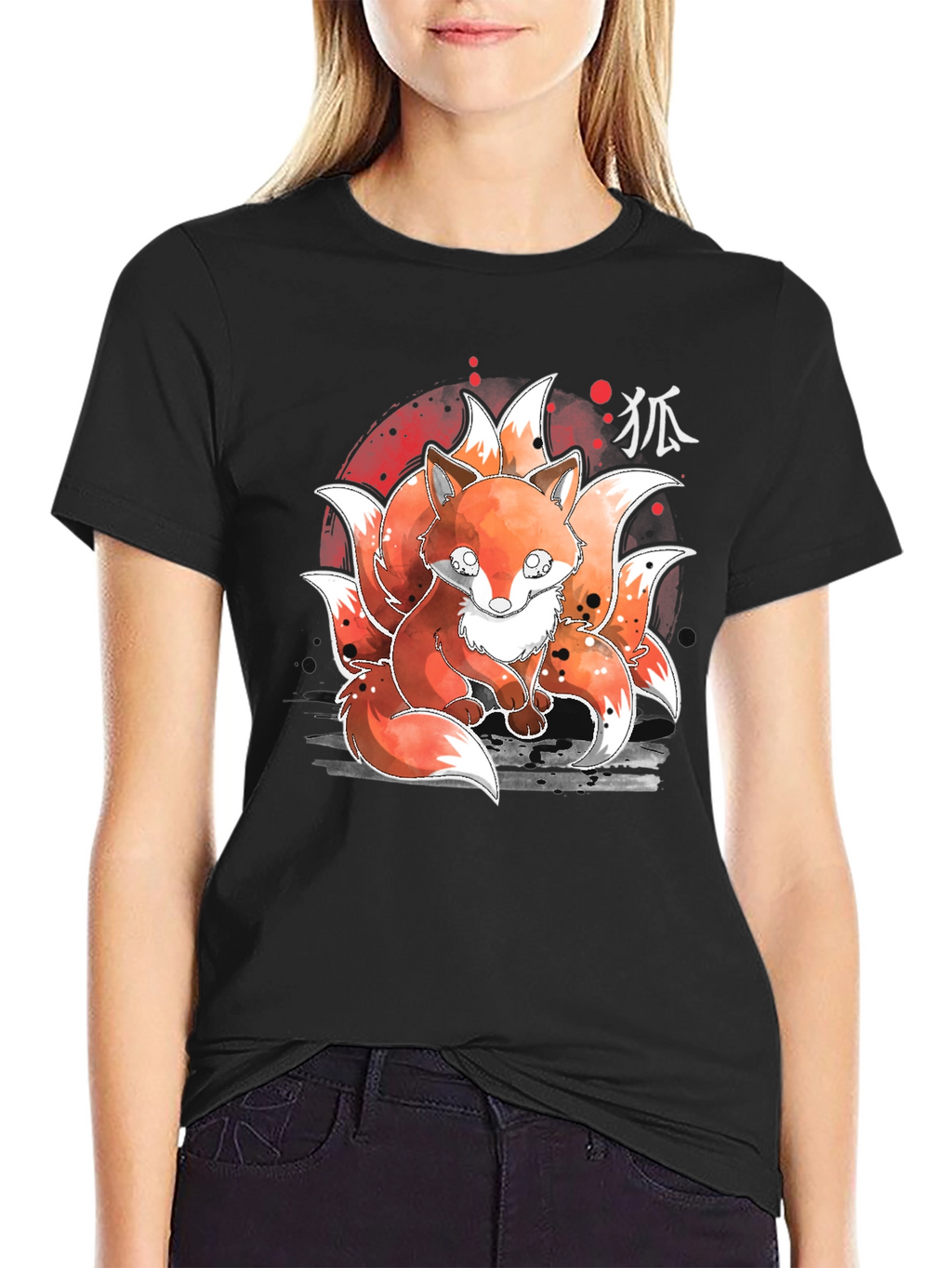 Nine-Tailed Fox Graphic Tee - Japanese Anime Design
