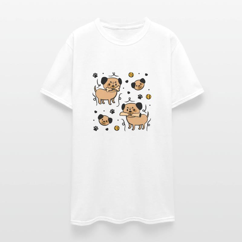 Cute Adorable Pug and Dog Paw Pattern