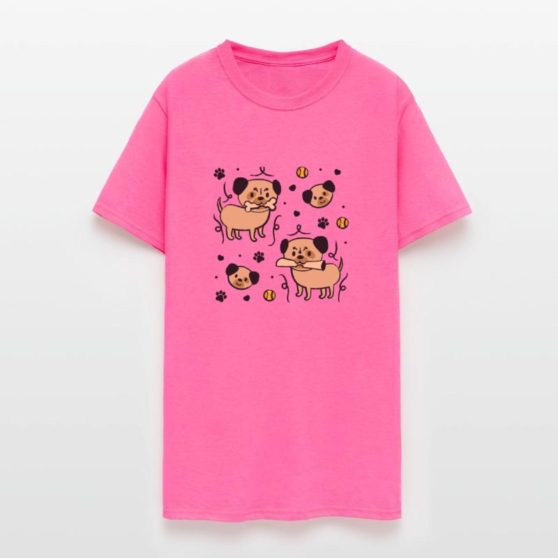 Cute Adorable Pug and Dog Paw Pattern