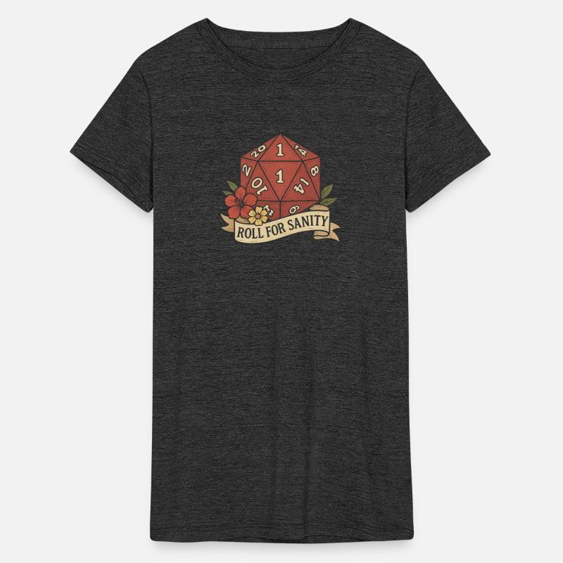 Cute D20 Gaming Die with Floral Banner