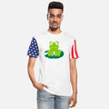 Cute frog sitting water lily