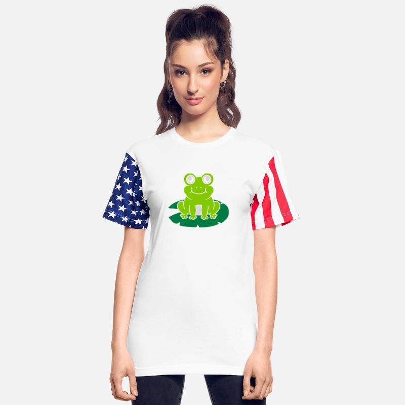 Cute frog sitting water lily