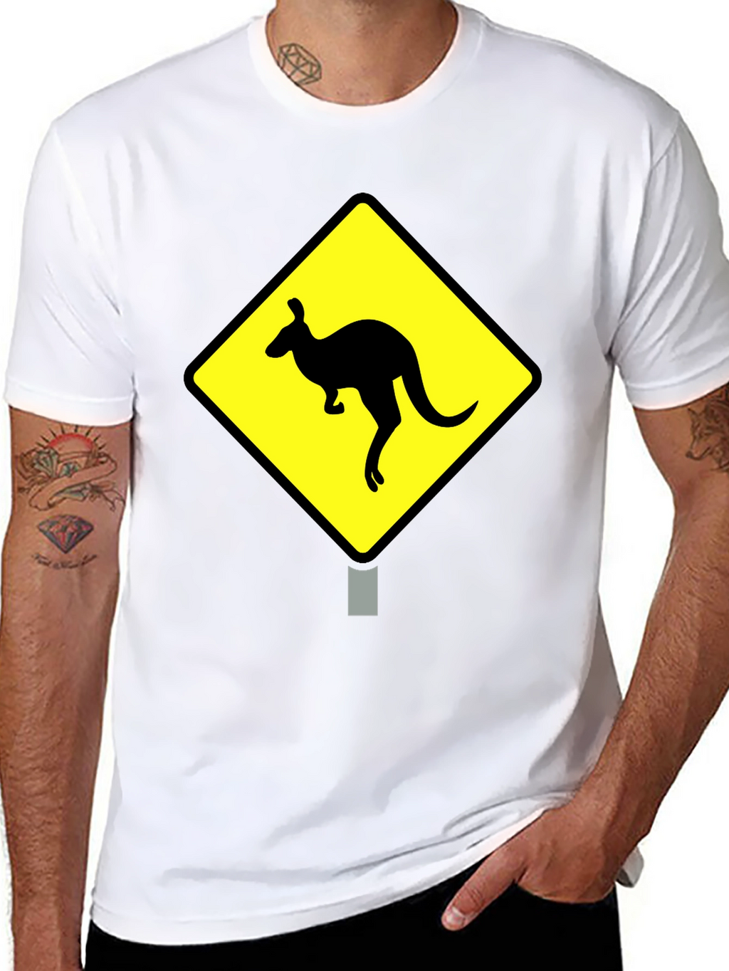 Kangaroo Crossing Black T-Shirt