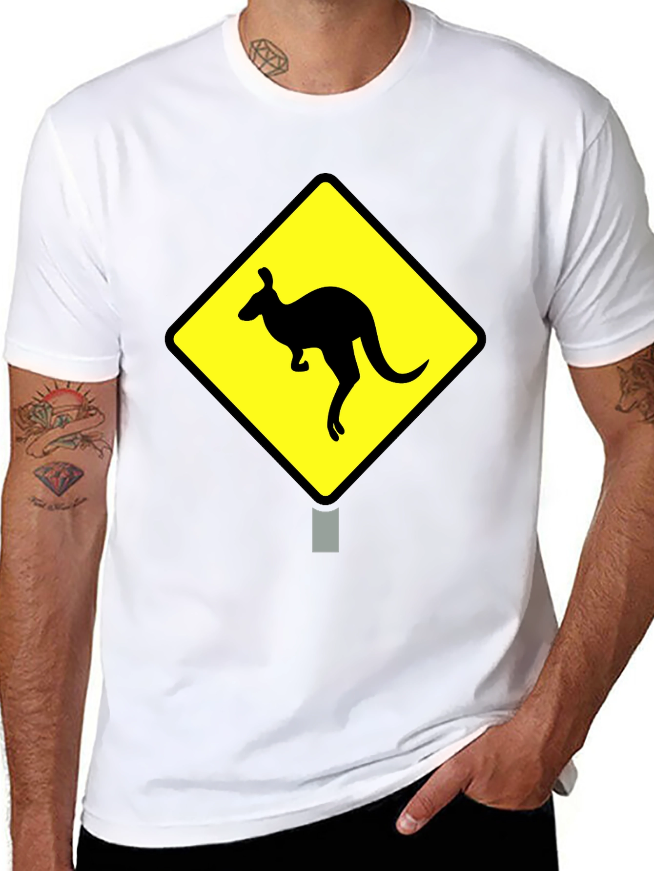 Kangaroo Crossing Black T-Shirt