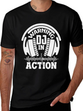 Warning DJ In Action T-Shirt Black