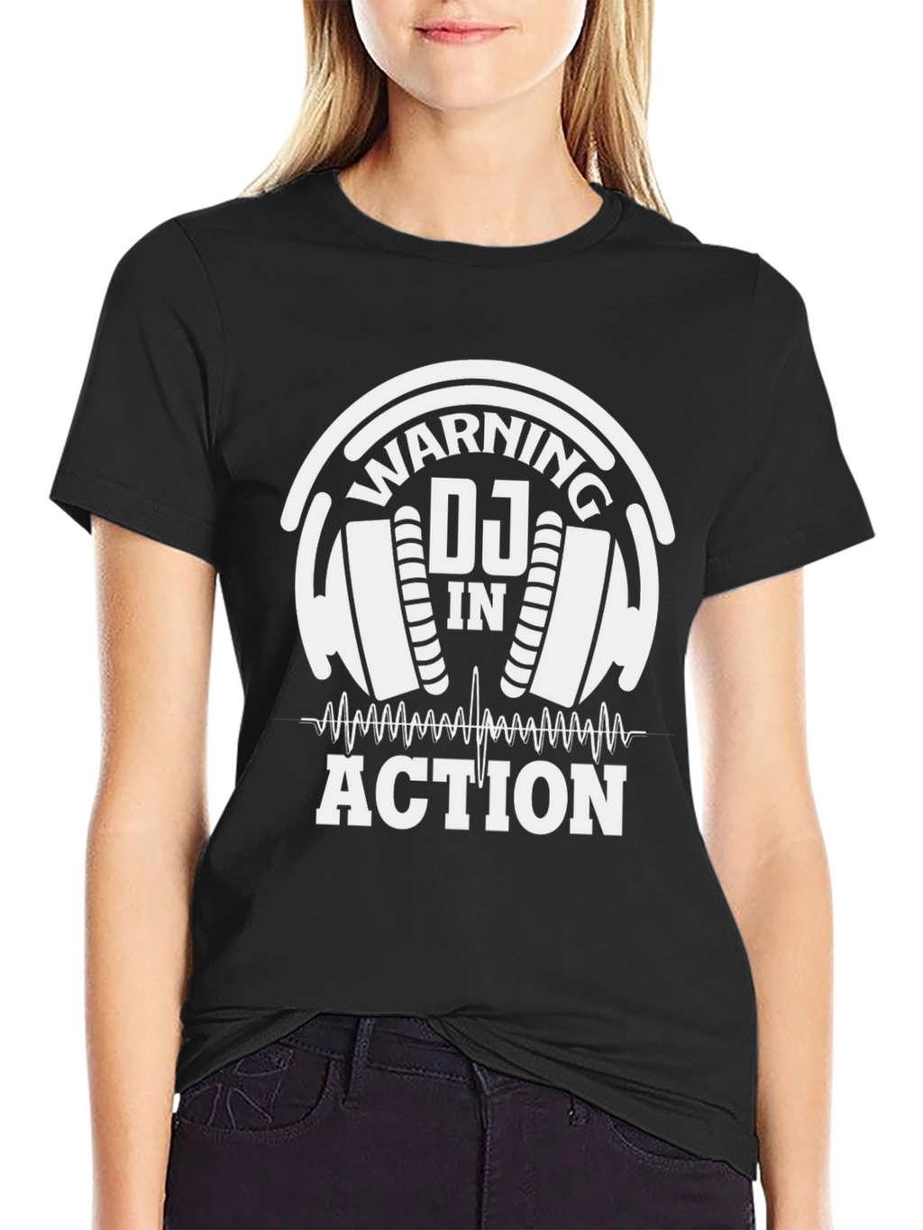 Warning DJ In Action T-Shirt Black