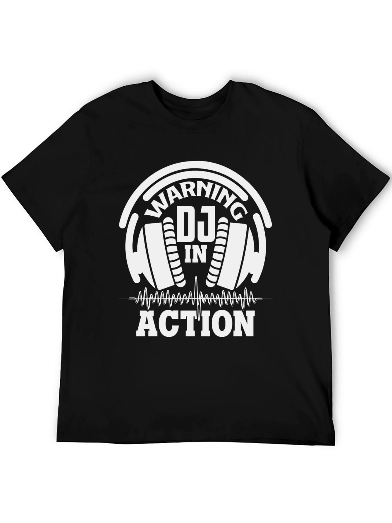 Warning DJ In Action T-Shirt Black