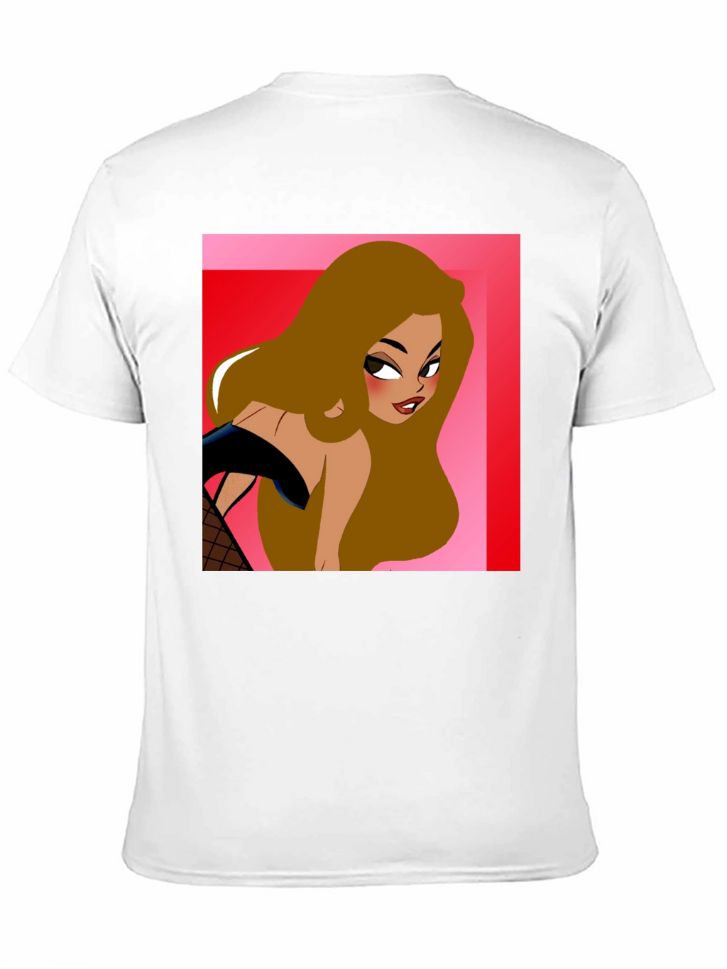 Cartoon Woman Graphic T-Shirt Black Cotton Tee