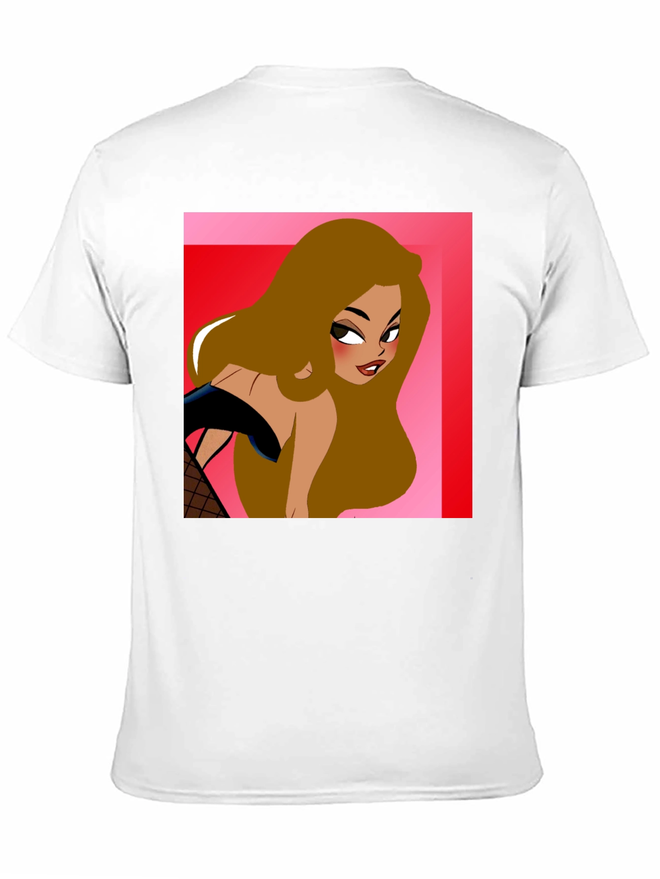 Cartoon Woman Graphic T-Shirt Black Cotton Tee