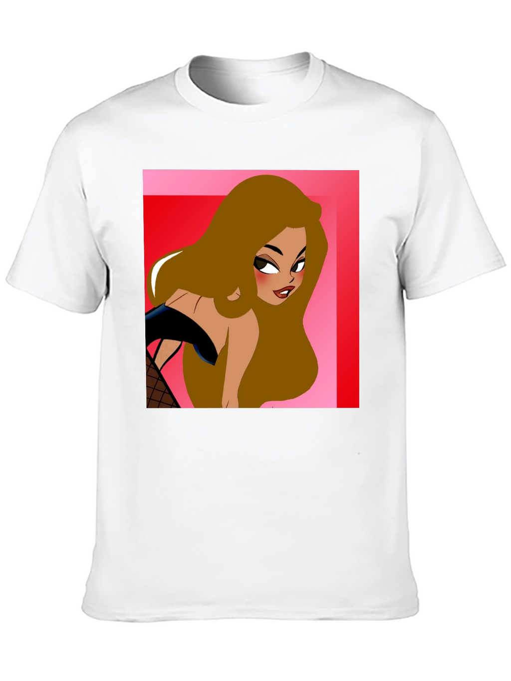 Cartoon Woman Graphic T-Shirt Black Cotton Tee