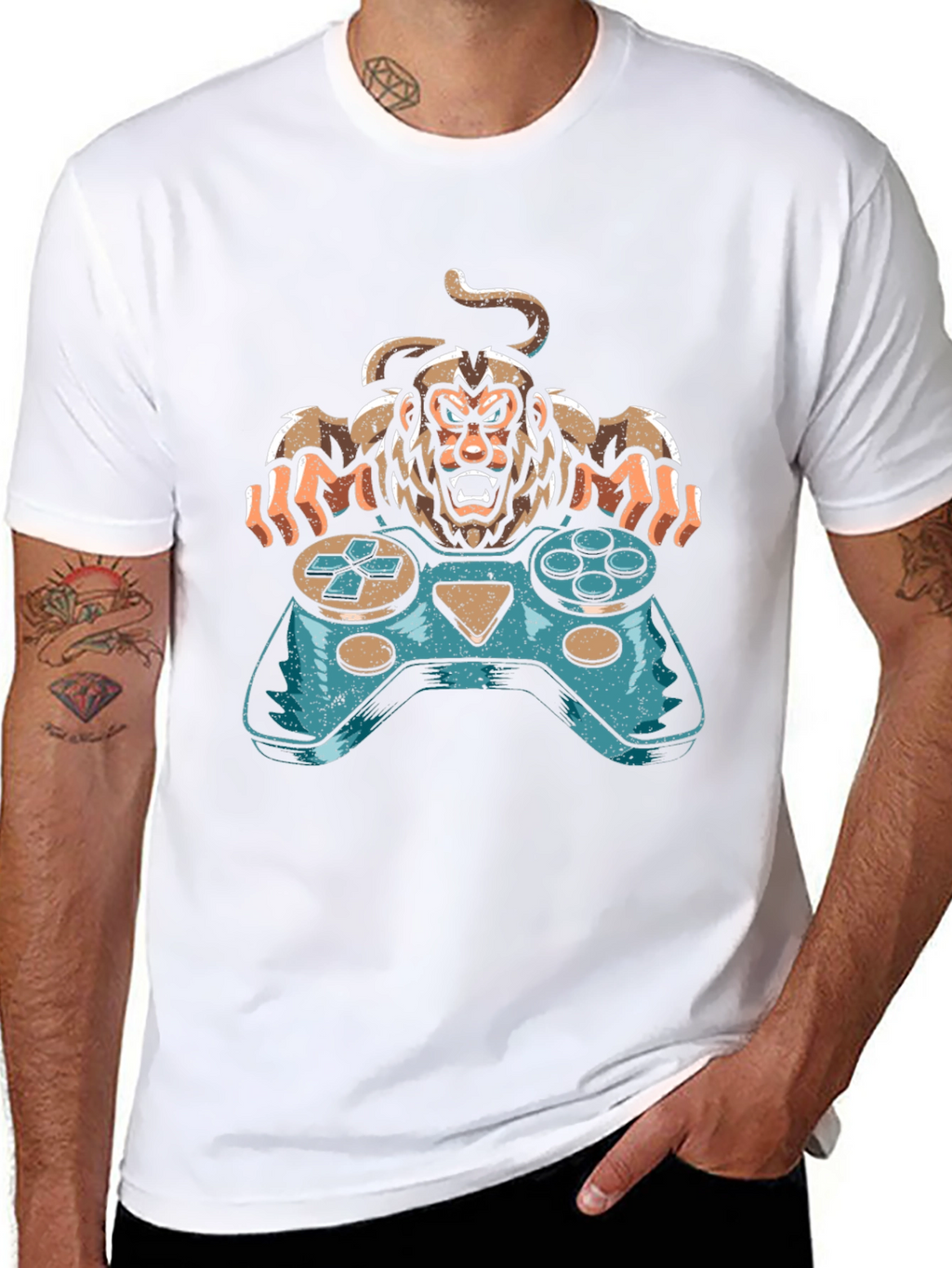 Gamer Monkey Graphic Tee - Cool Console Design
