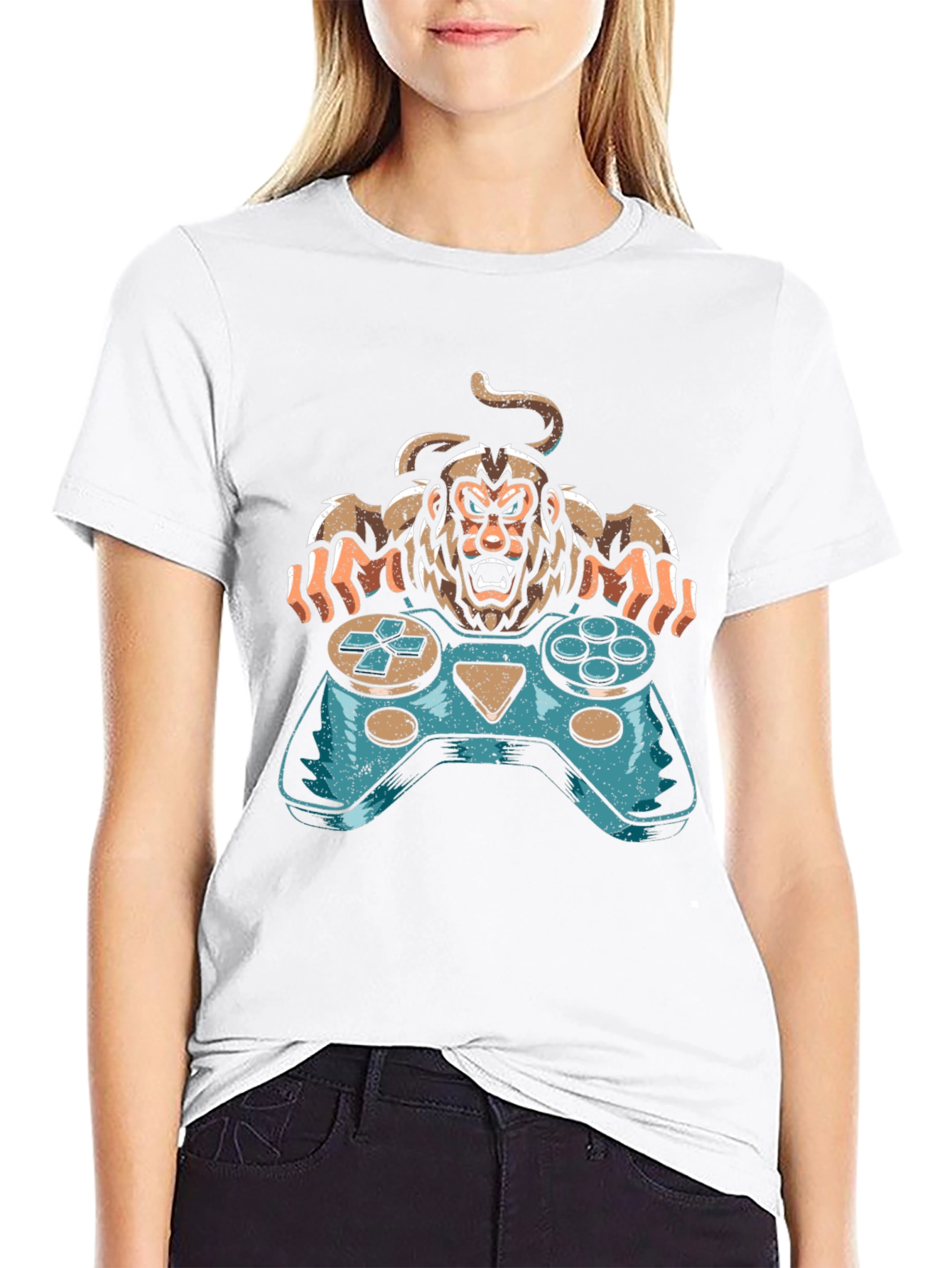 Gamer Monkey Graphic Tee - Cool Console Design
