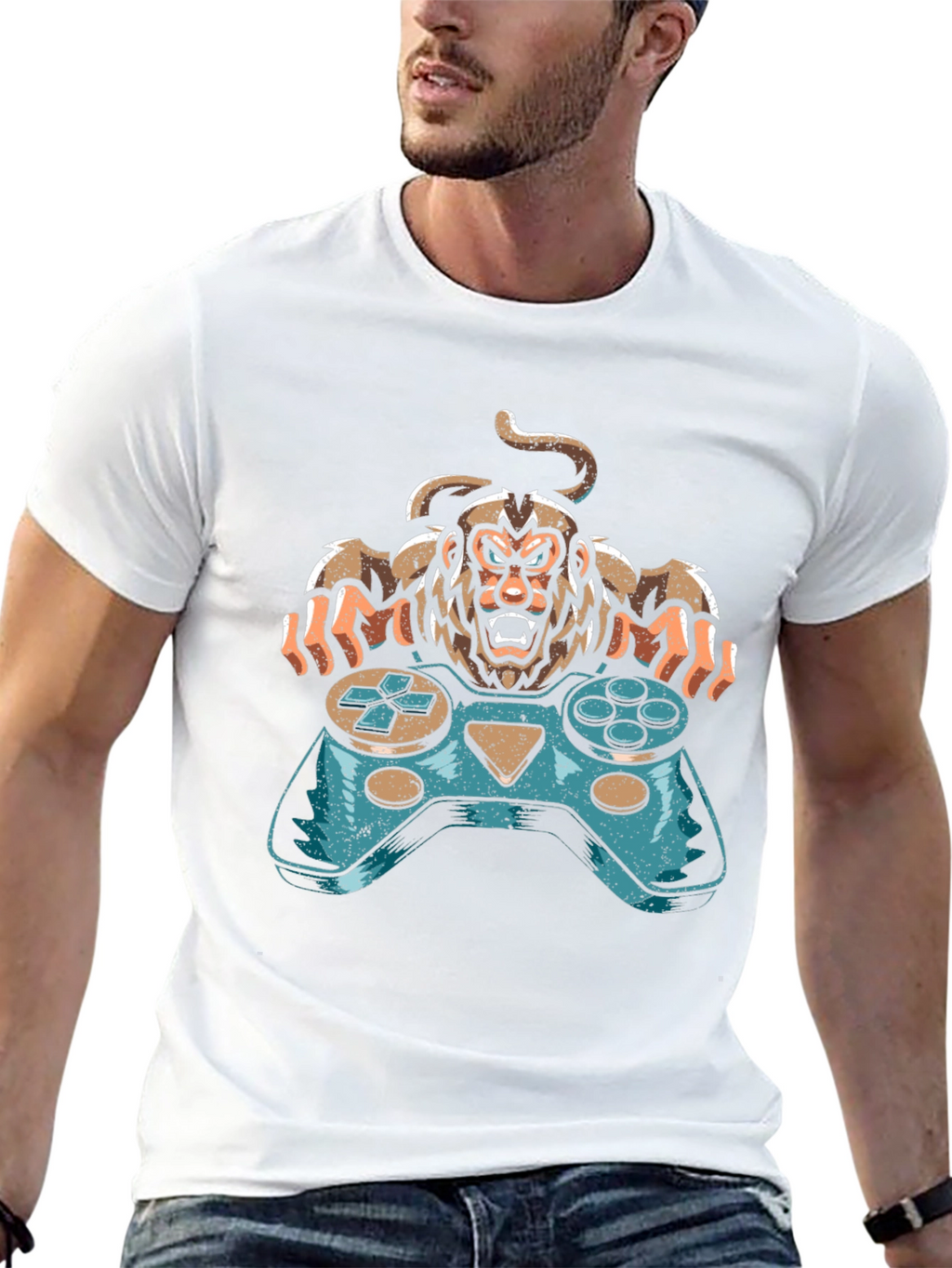 Gamer Monkey Graphic Tee - Cool Console Design
