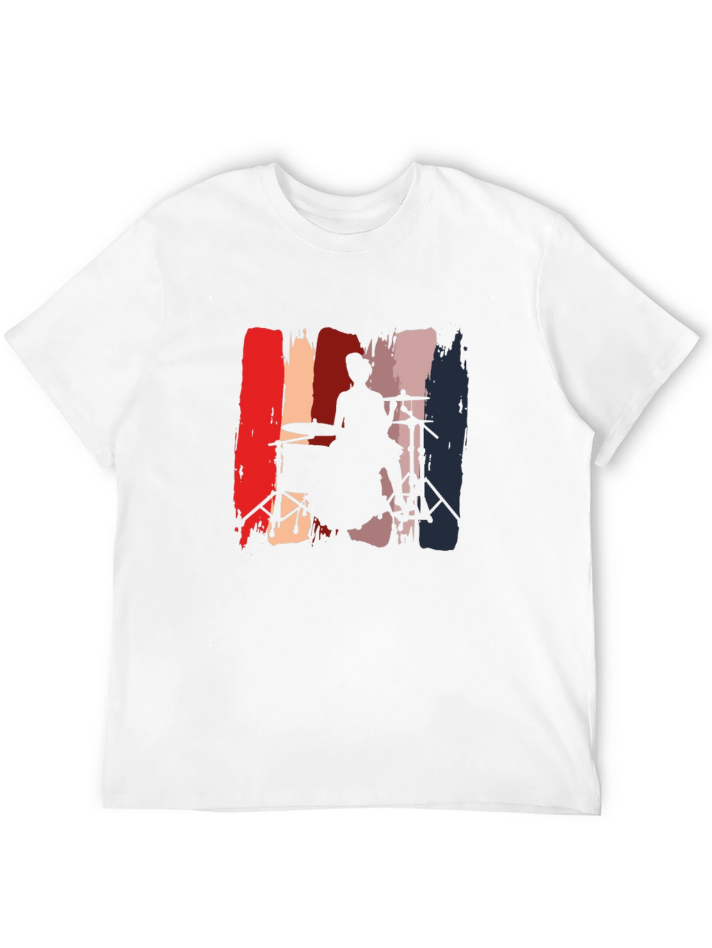 Drummer Silhouette Graphic Tee - Black Casual T-Shirt