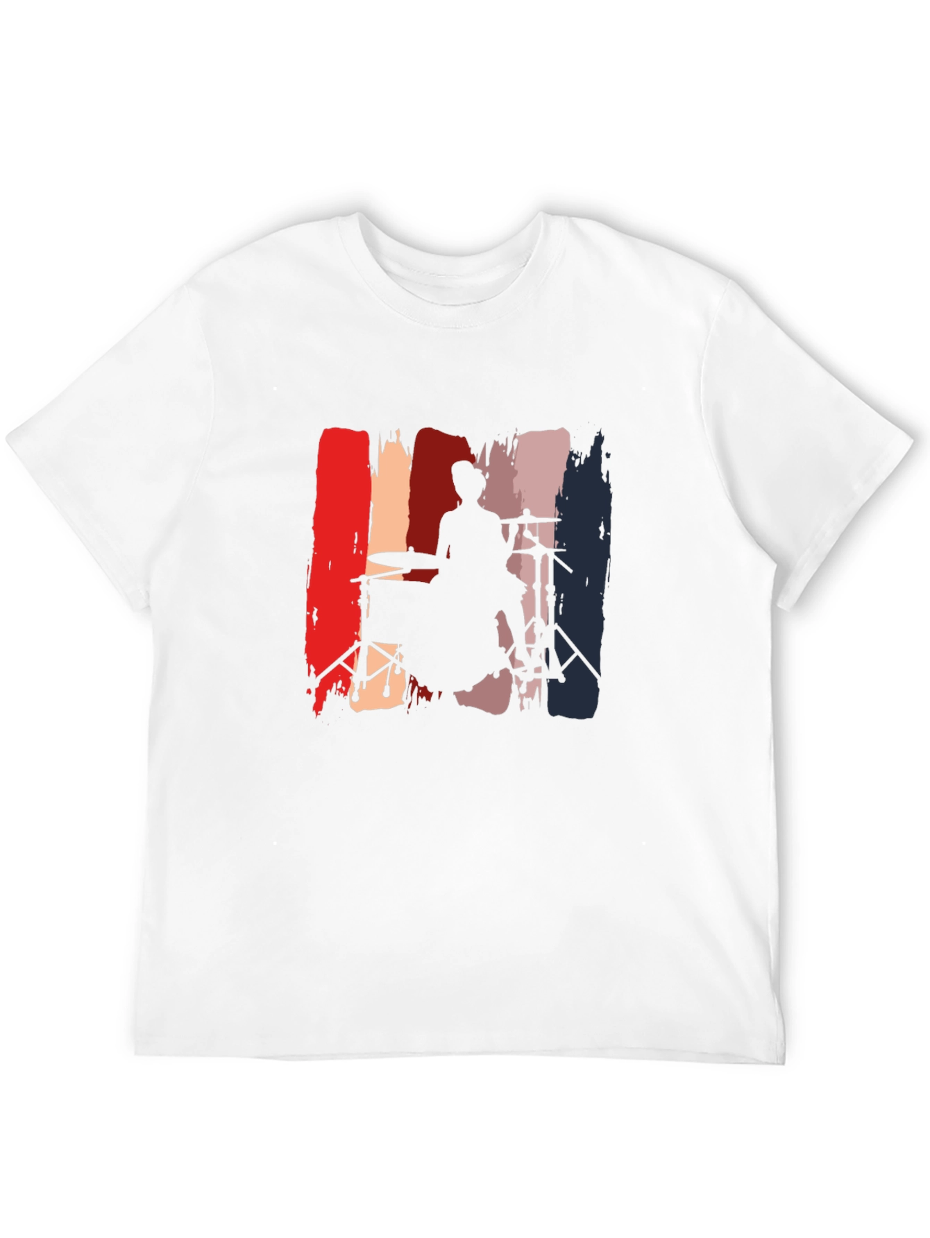 Drummer Silhouette Graphic Tee - Black Casual T-Shirt