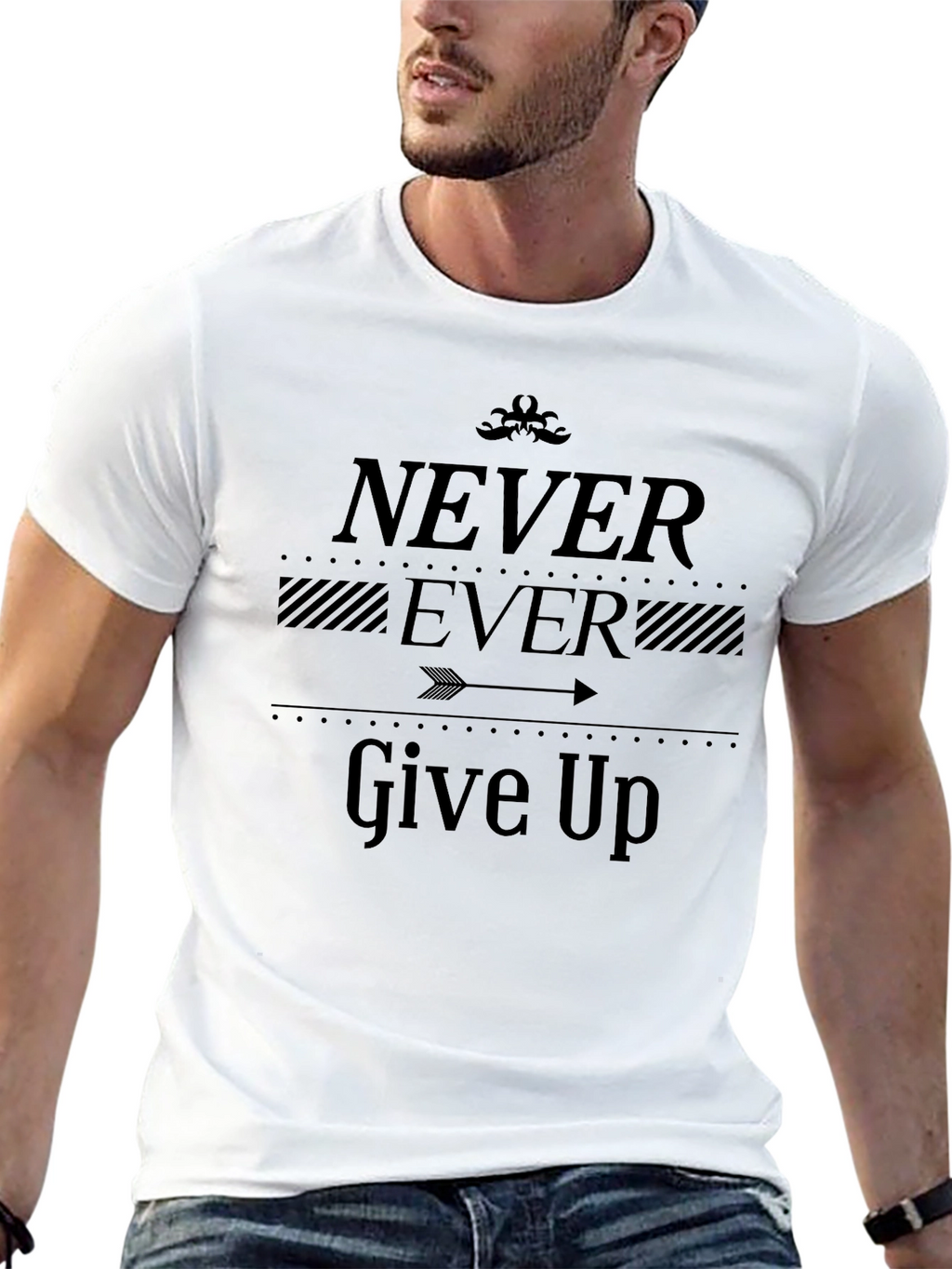 Never Ever Give Up T-Shirt - Motivational Graphic Tee