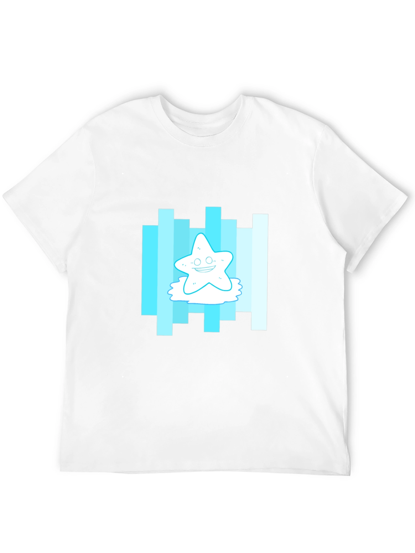 Cartoon Starfish Graphic Tee - Mens Black T-Shirt