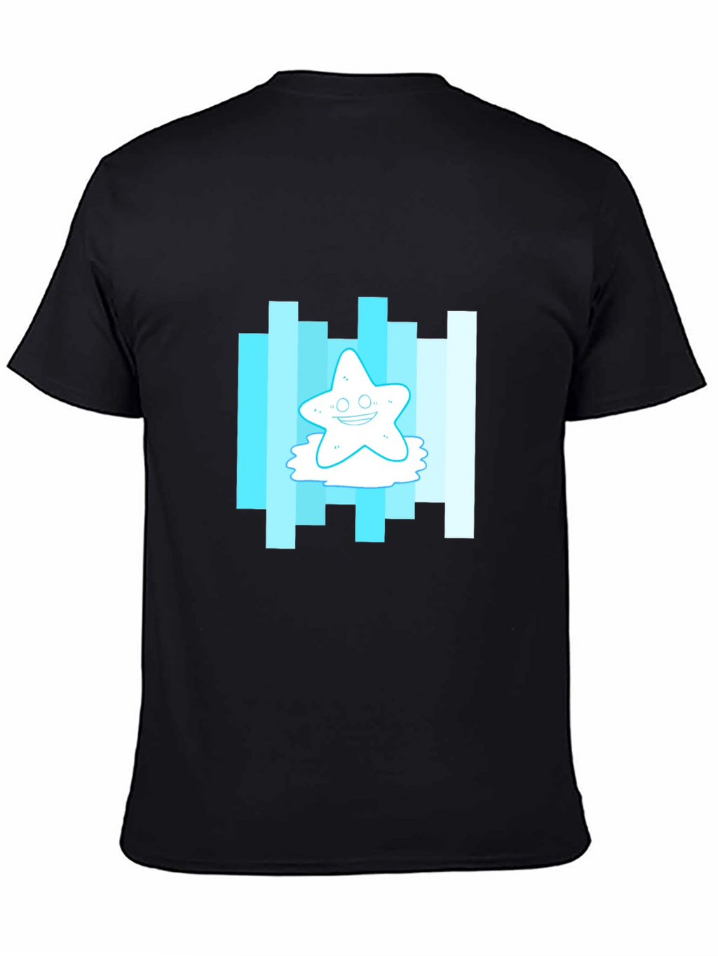 Cartoon Starfish Graphic Tee - Mens Black T-Shirt