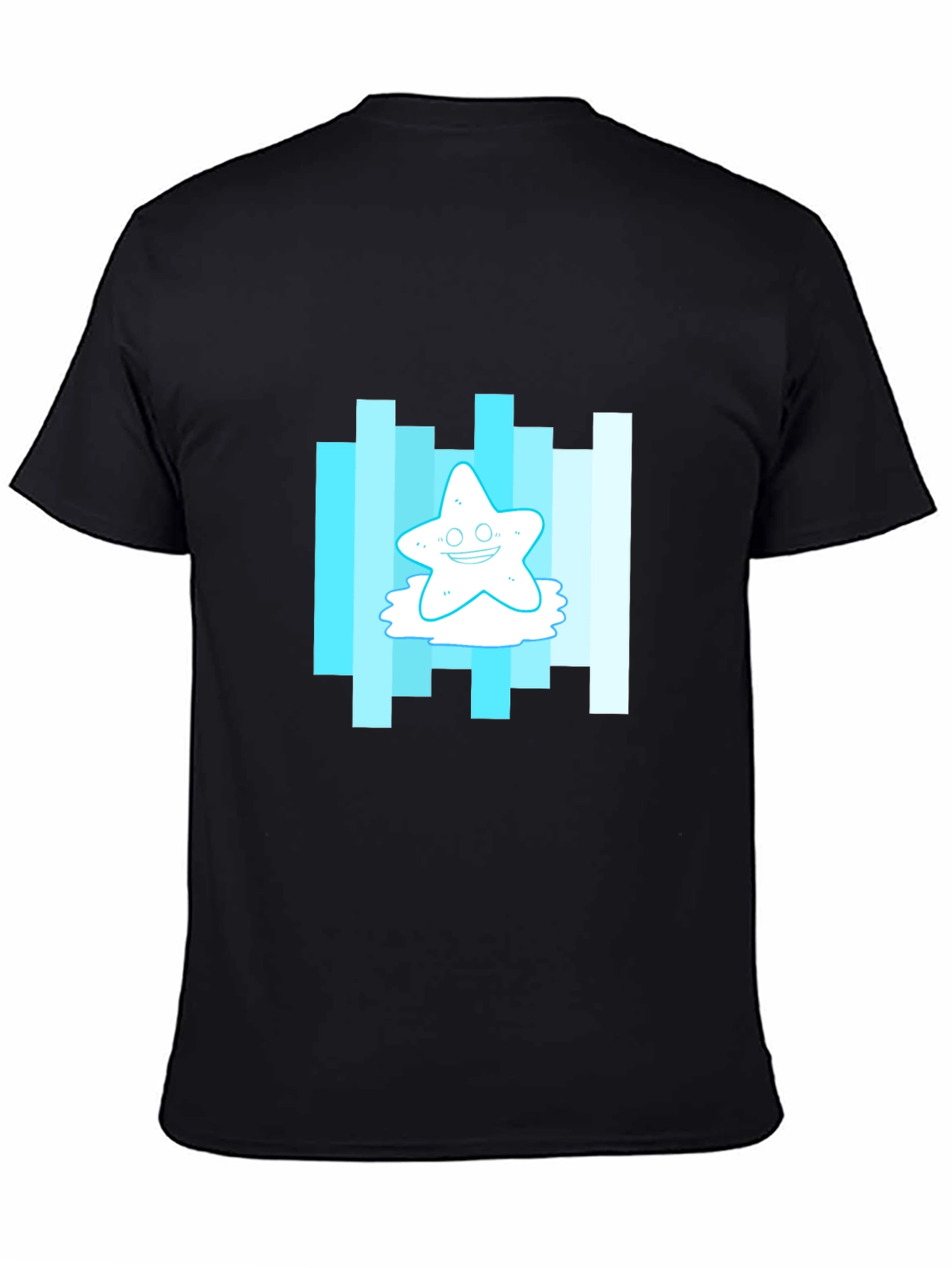 Cartoon Starfish Graphic Tee - Mens Black T-Shirt