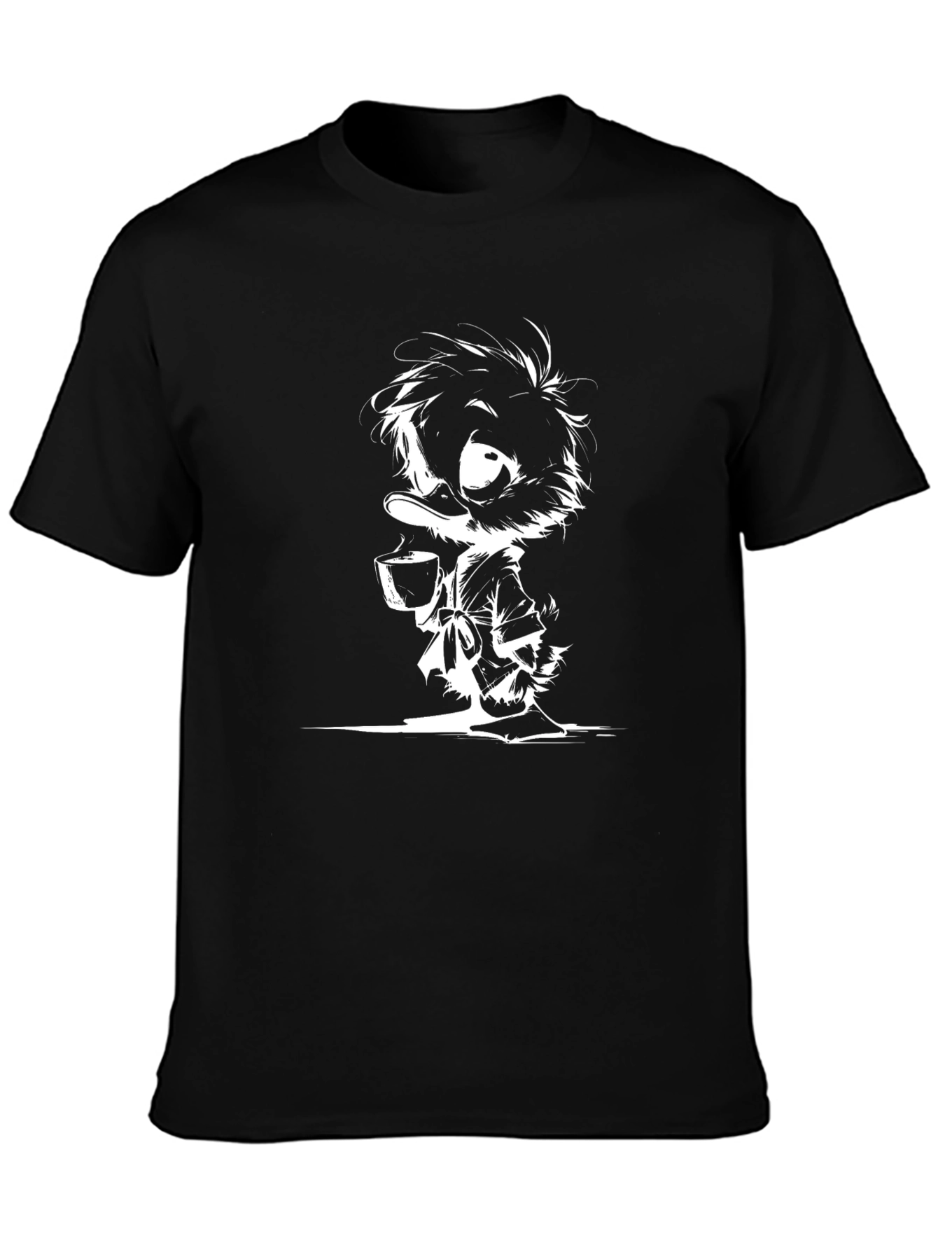 Cartoon Duck Graphic Black T-Shirt