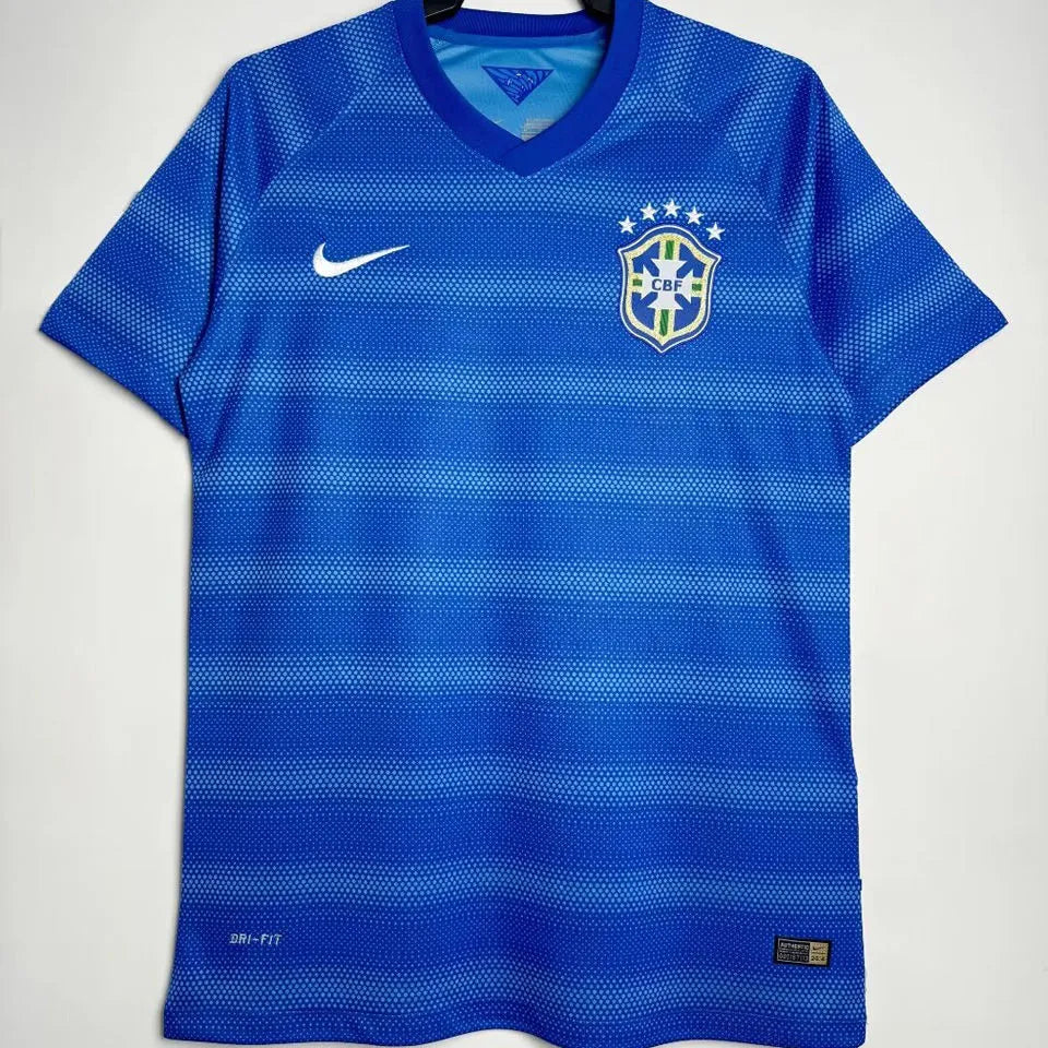 2014 Brazil Away Blue Retro Soccer Jersey Front