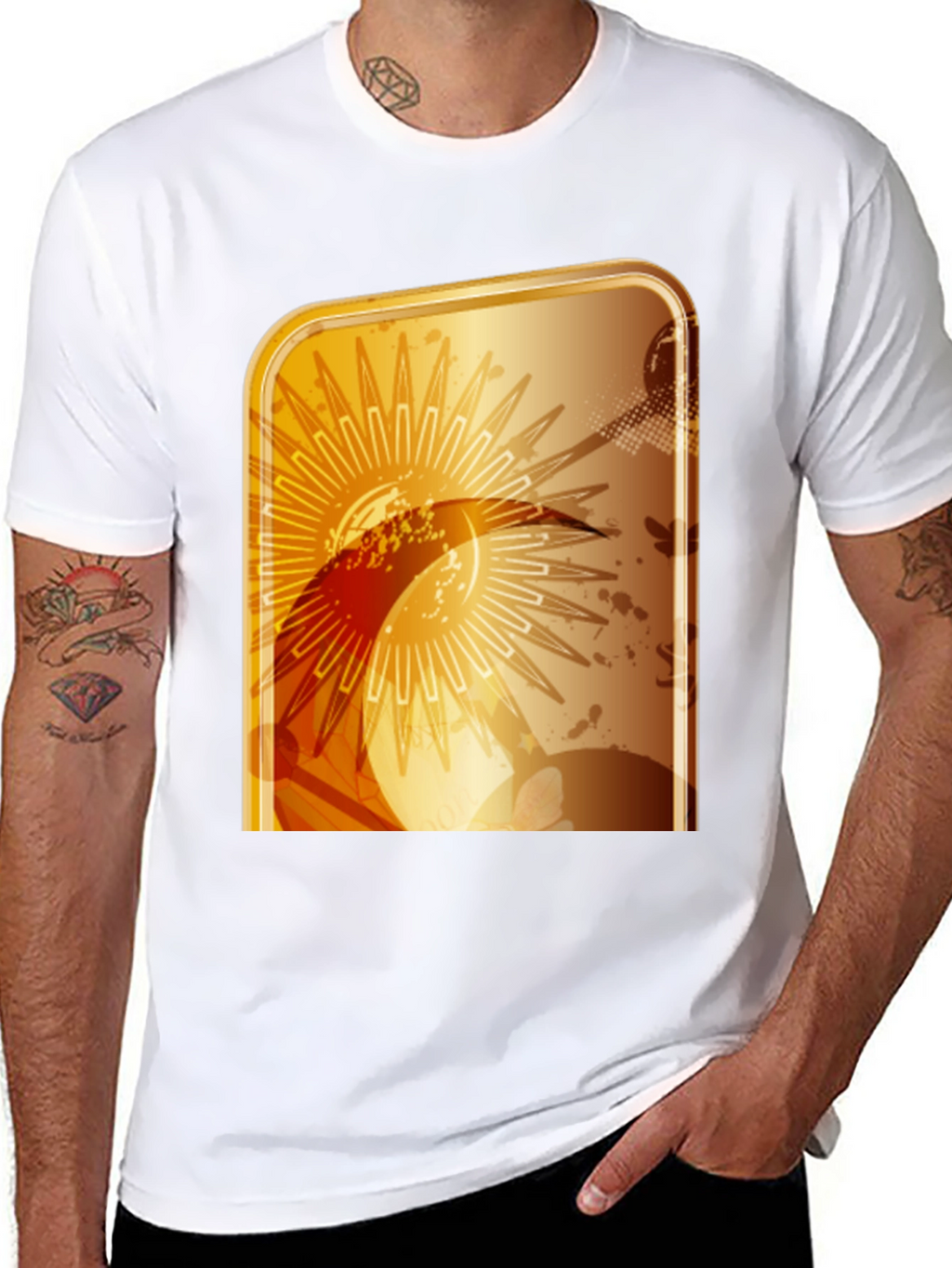 Abstract Graphic T-Shirt - Modern Gold Design