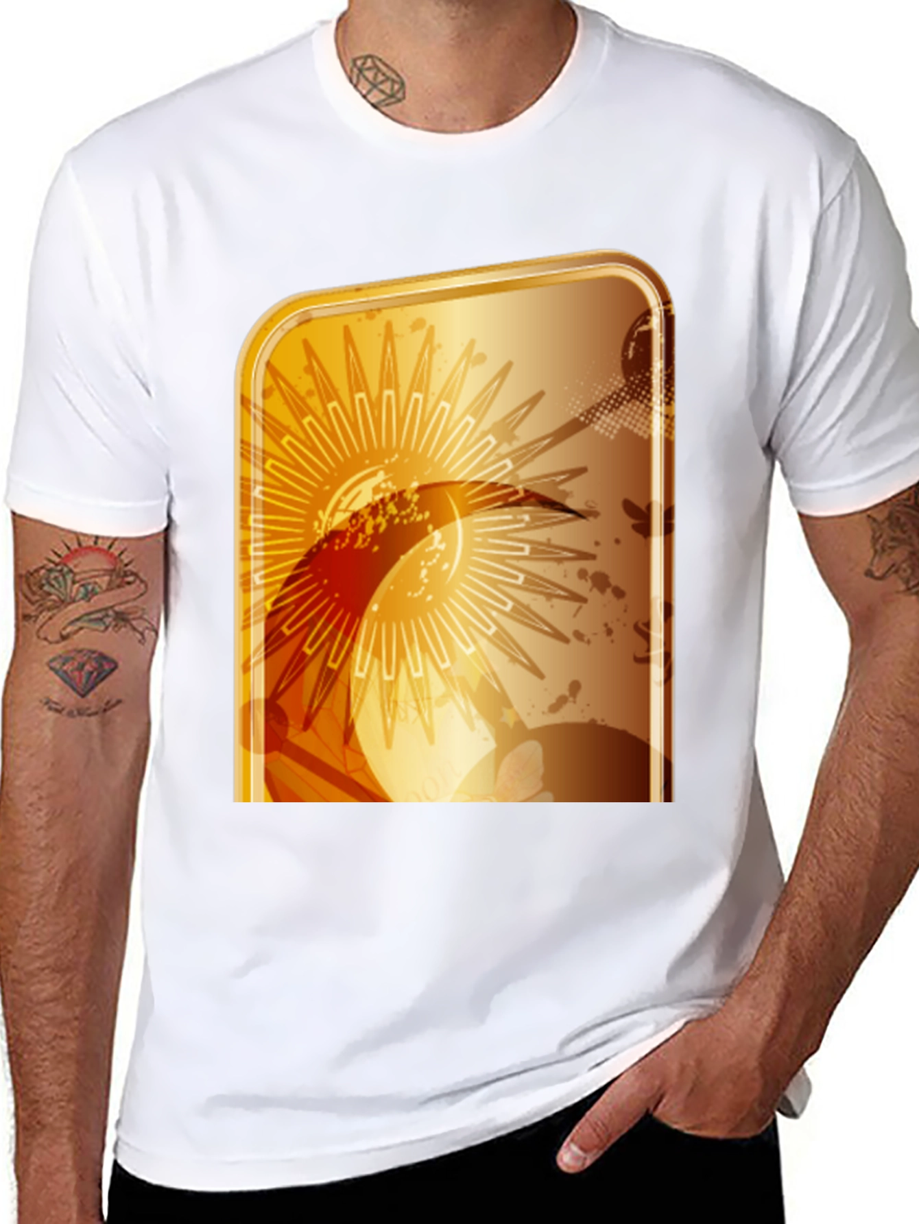 Abstract Graphic T-Shirt - Modern Gold Design