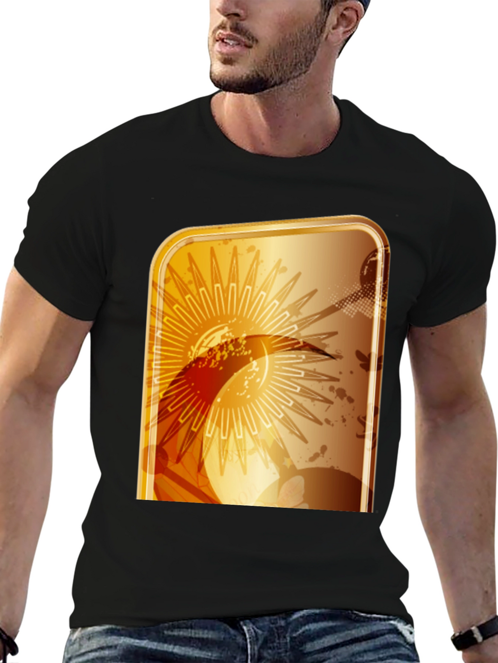 Abstract Graphic T-Shirt - Modern Gold Design