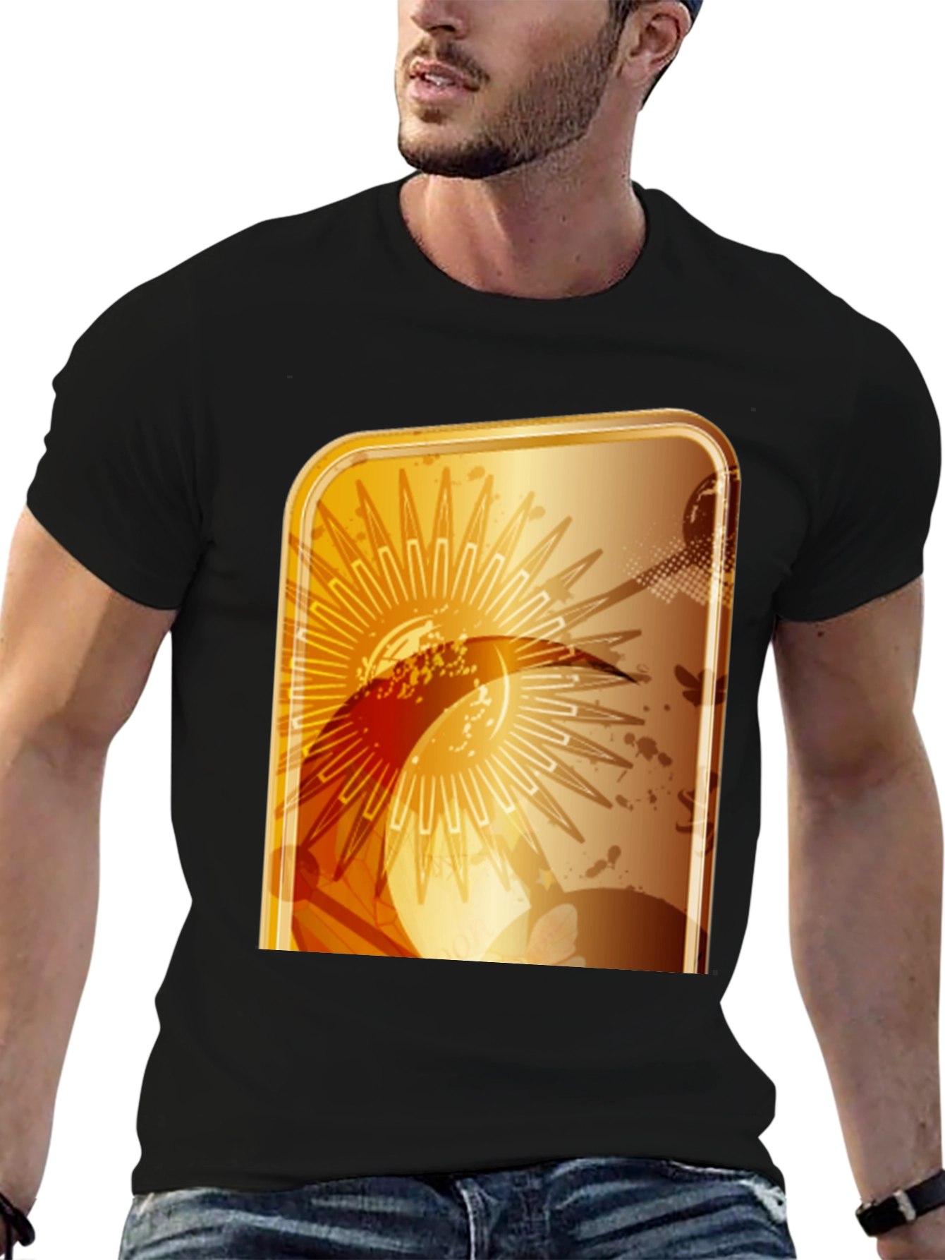 Abstract Graphic T-Shirt - Modern Gold Design