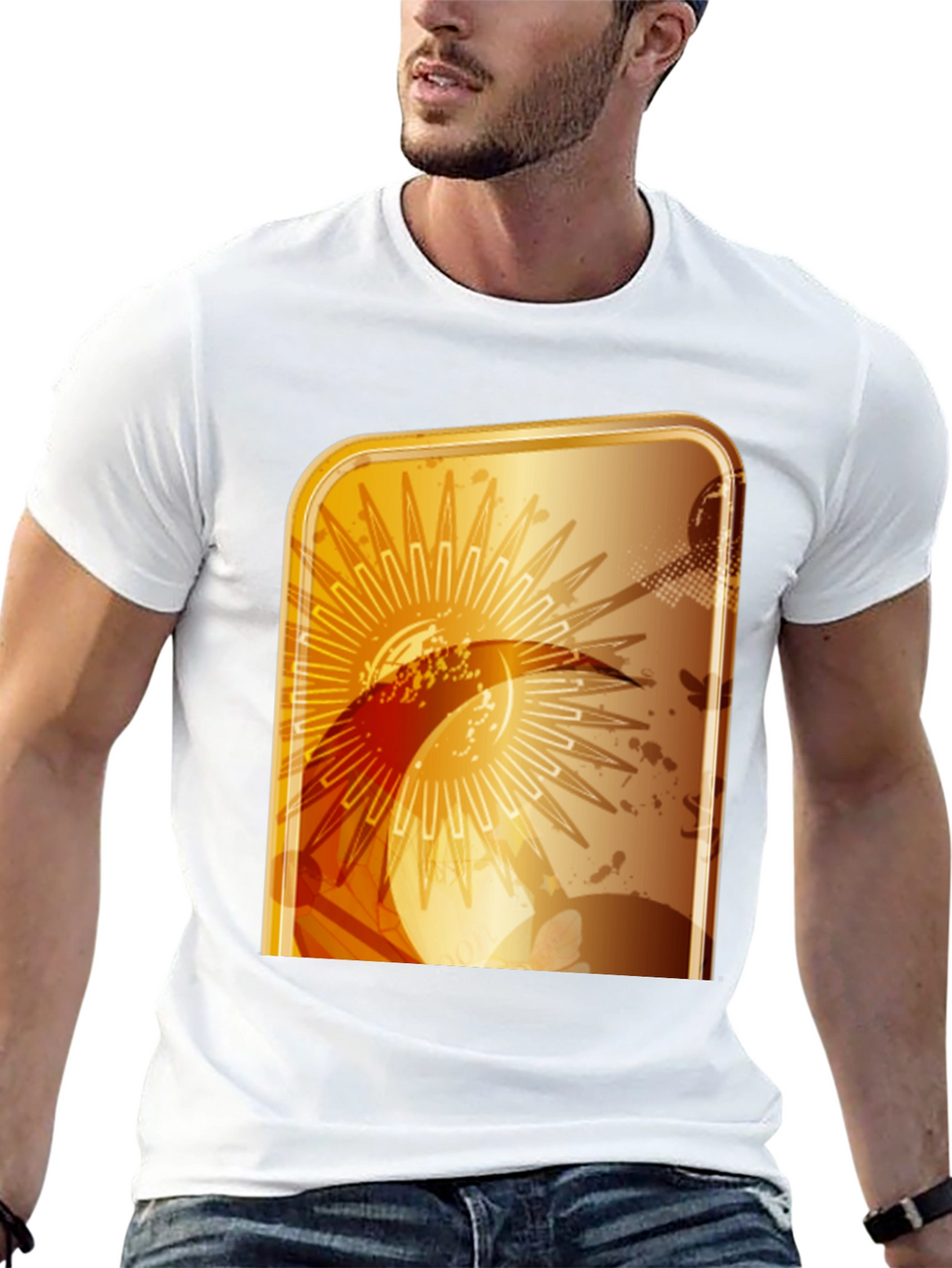 Abstract Graphic T-Shirt - Modern Gold Design
