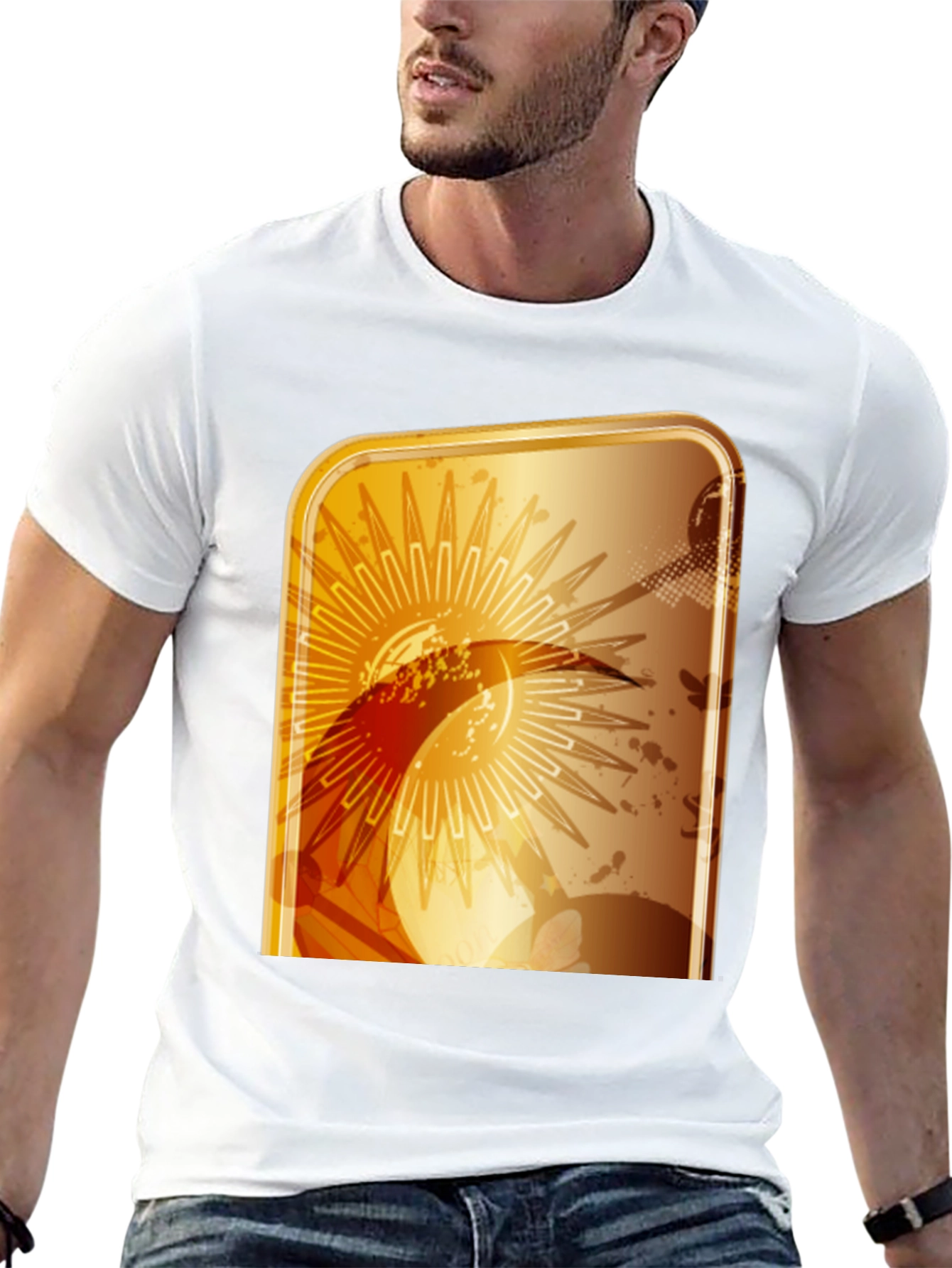 Abstract Graphic T-Shirt - Modern Gold Design