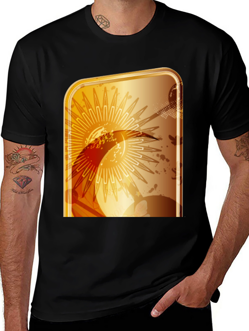 Abstract Graphic T-Shirt - Modern Gold Design
